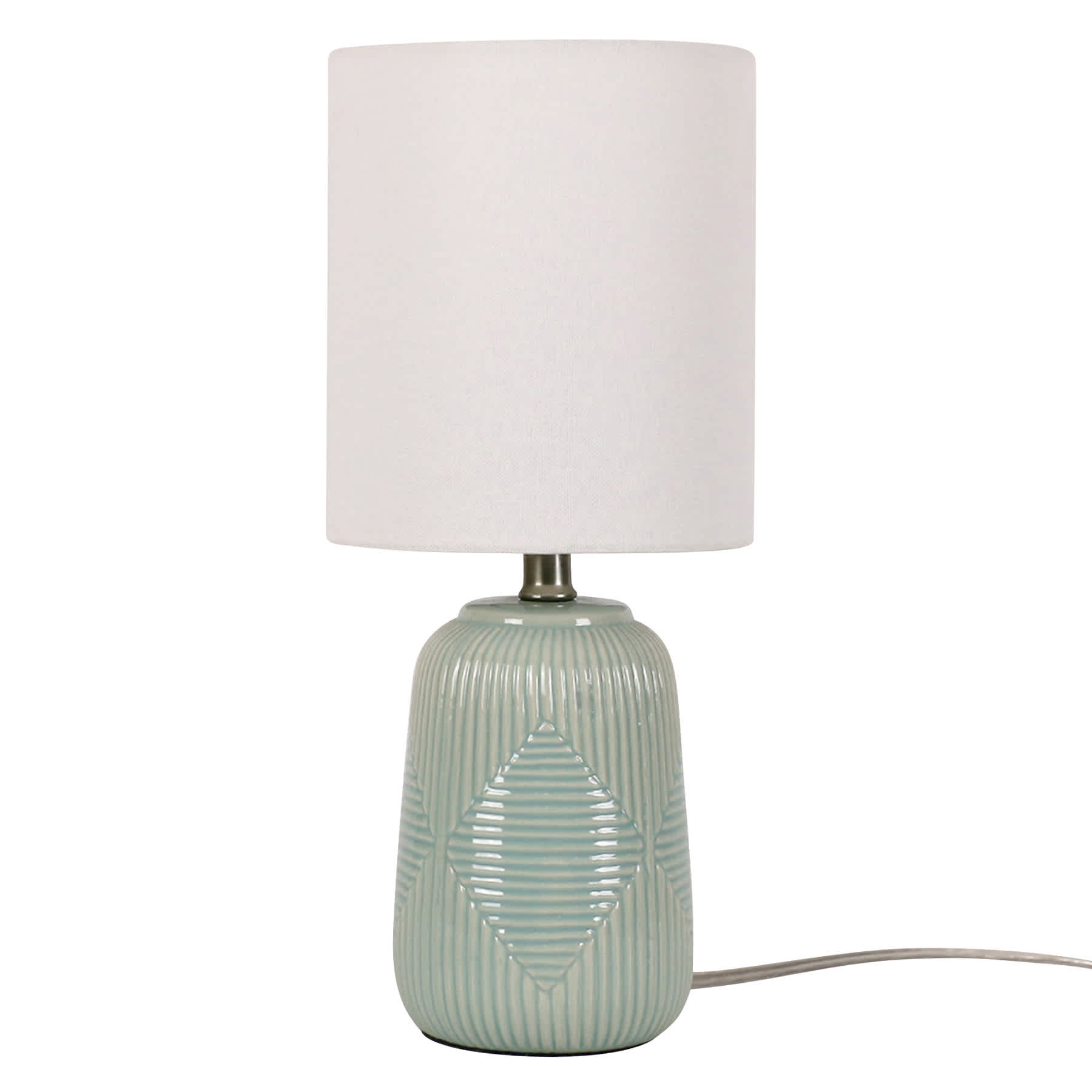 Found & Fable Teal Gourd Textured Ceramic Mini Table Lamp with Shade, 12.5"