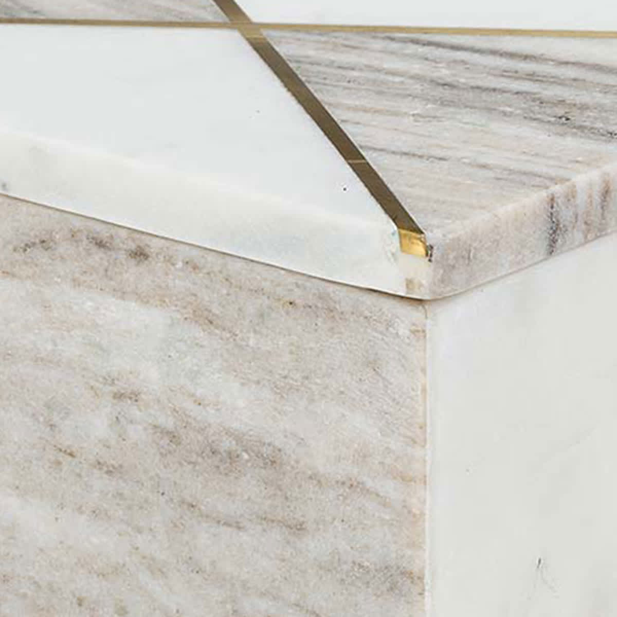 7X5 Marble Rectangular Box With White And Brown Inlay