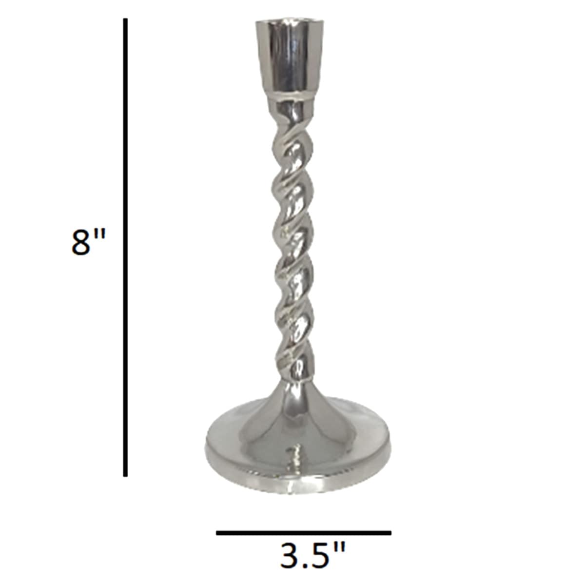 Twisted Silver Taper Candle Holder, 8"