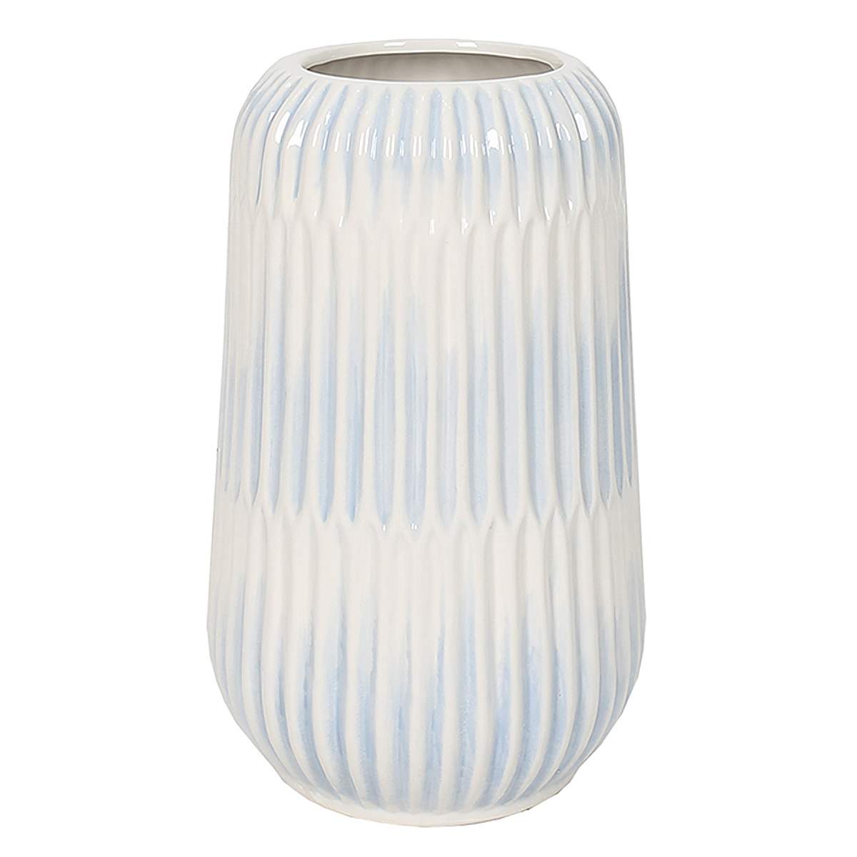 Light Blue and White Shibori Vase, 12"