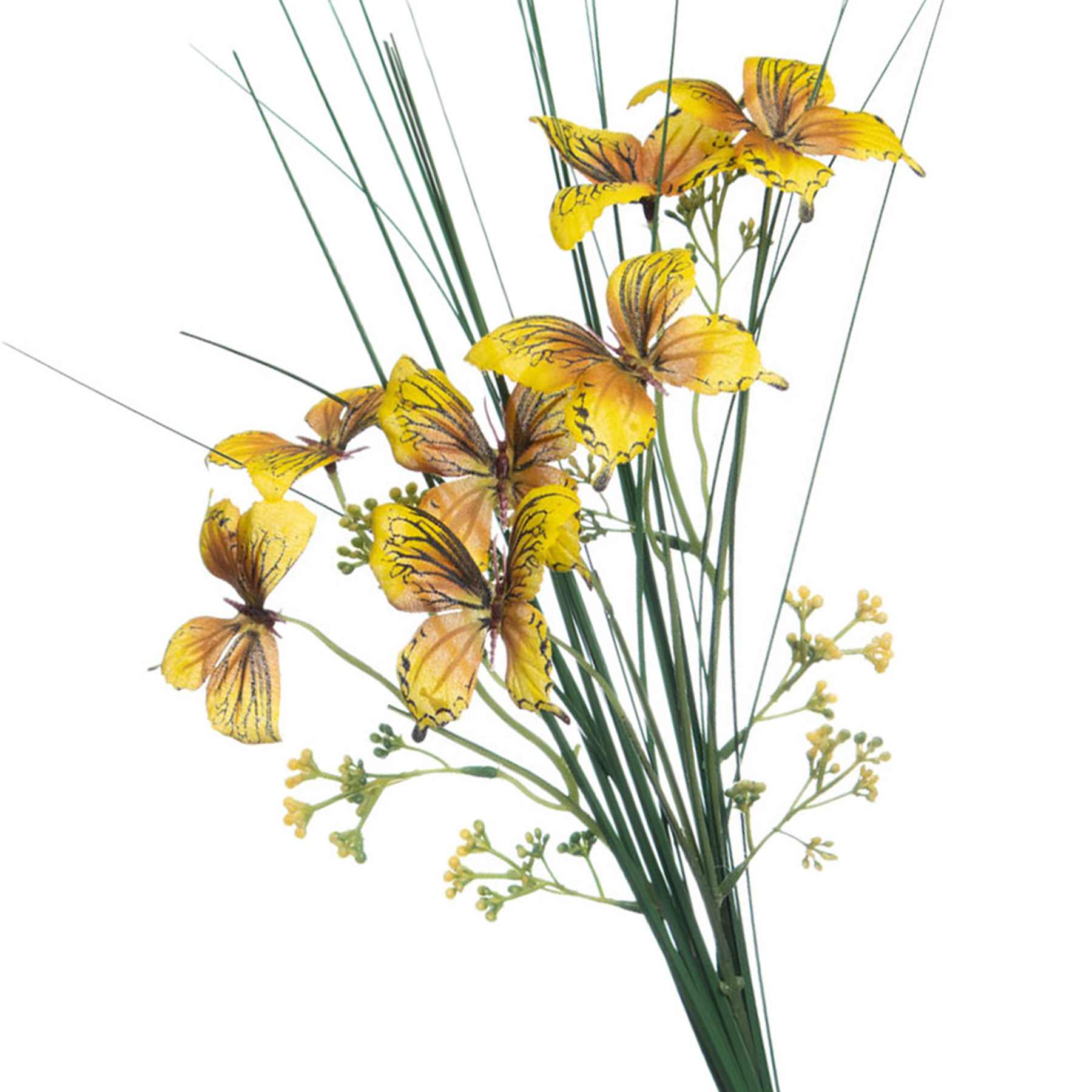 Yellow Butterfly, Grass & Berry Spray, 26"