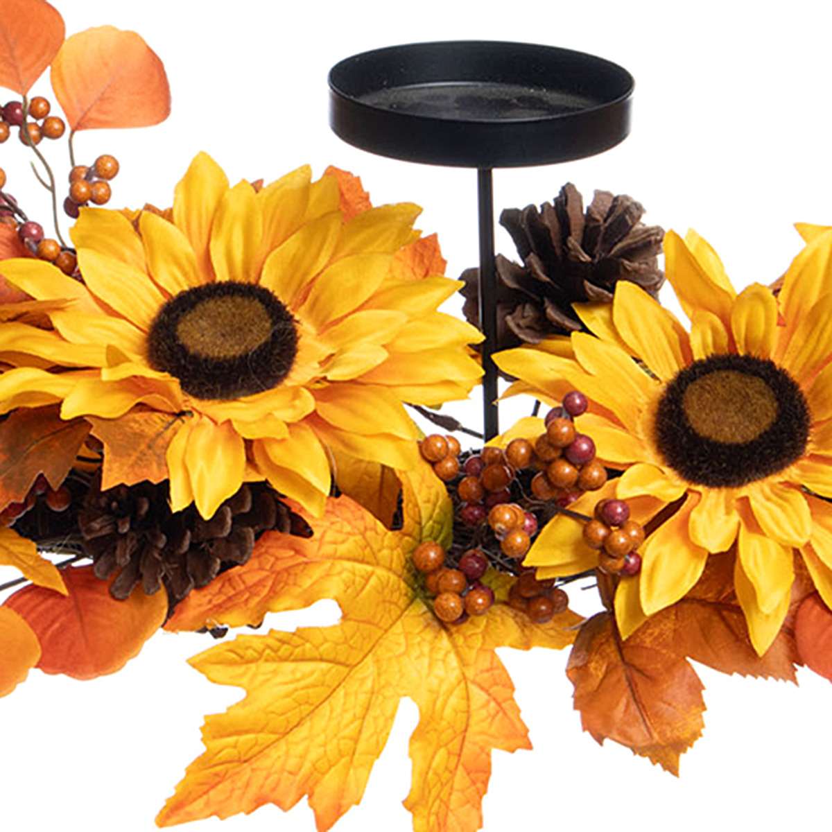 Sunflower & Berry Candle Holder, 7"