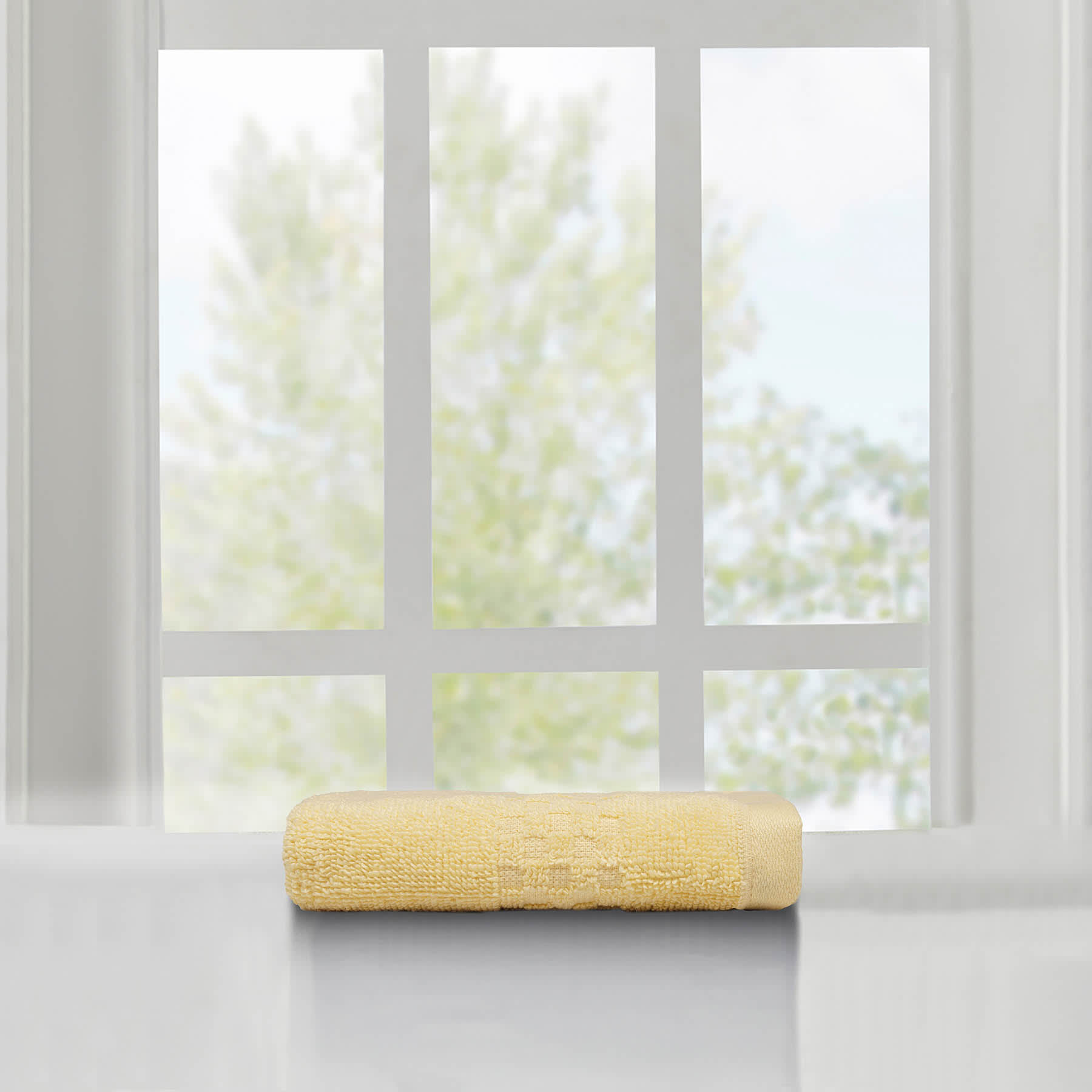 Tiny Dreamers Yellow Cotton Washcloth, 13"