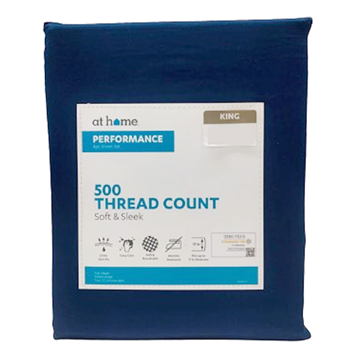 4-Piece Navy Blue 500 Thread Count Sheet Set, King