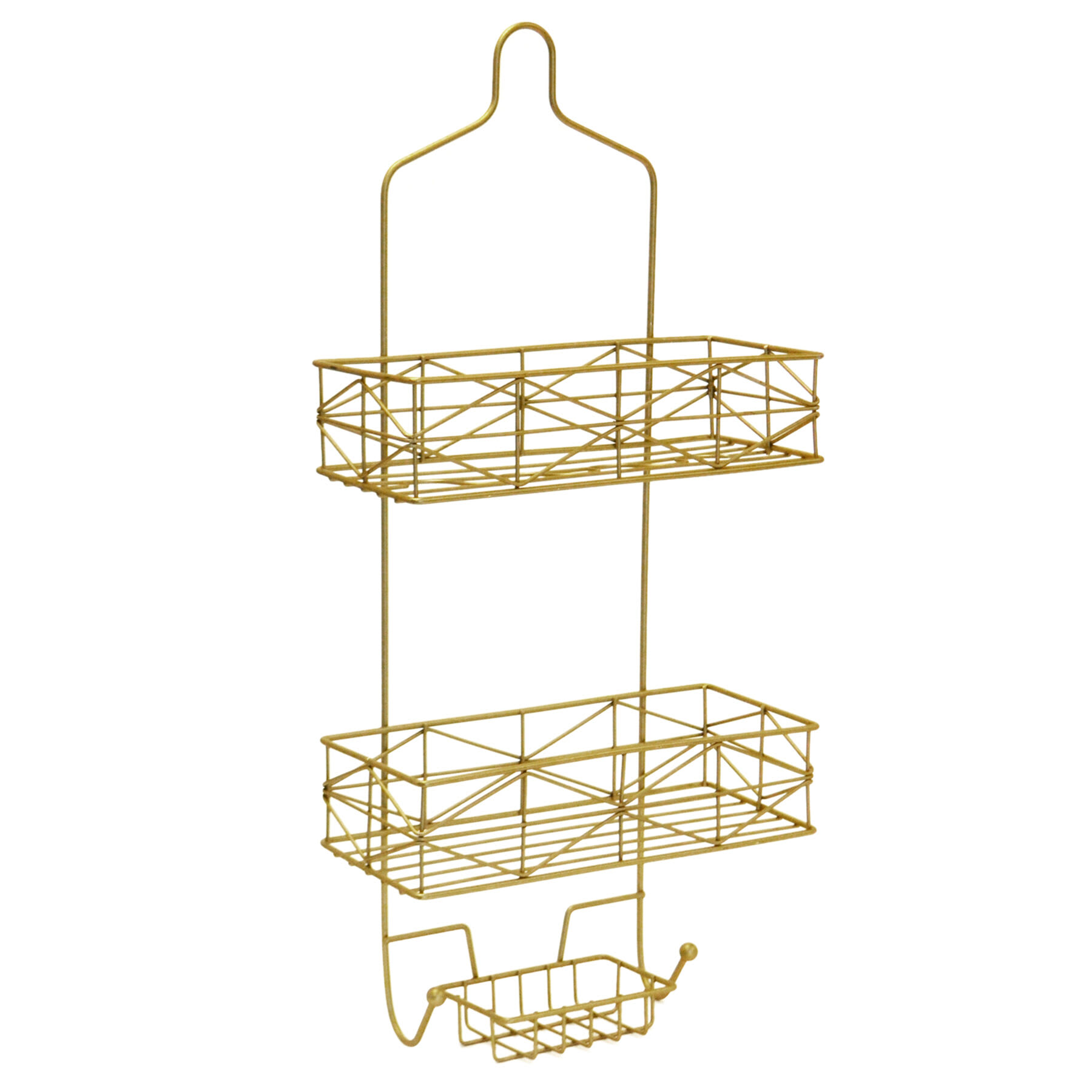 2-Tier Keira Glazed Gold Wire Shower Caddy with Soap Dish