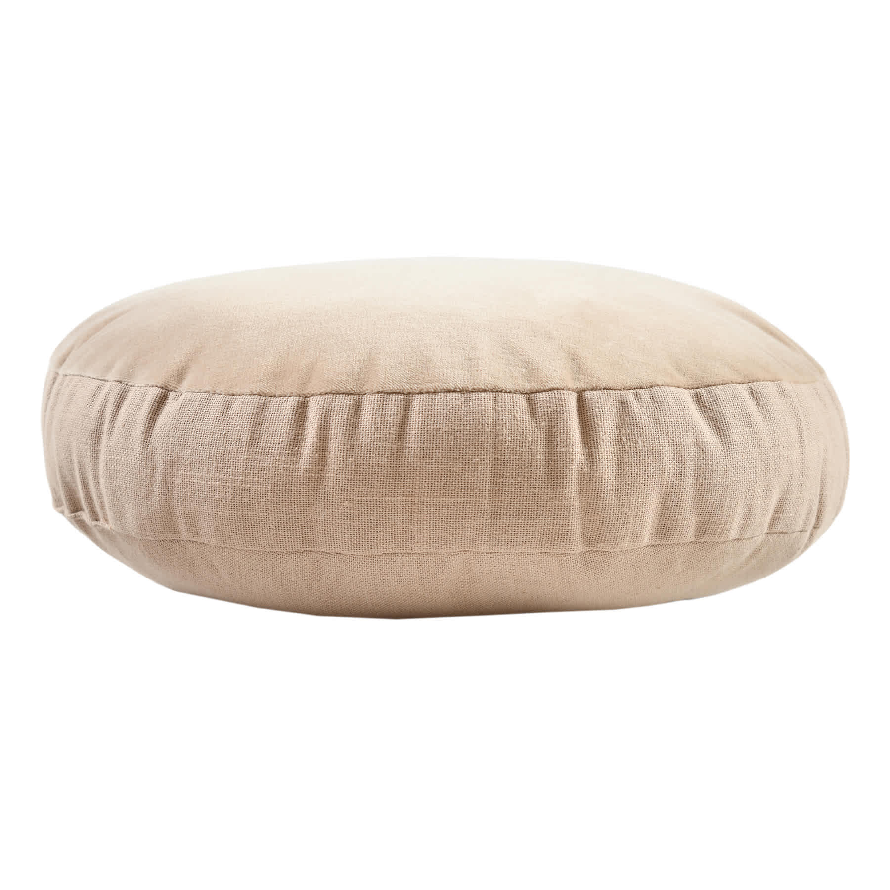 Crosby St. Taupe Cotton Slub & Velvet Round Throw Pillow, 16"