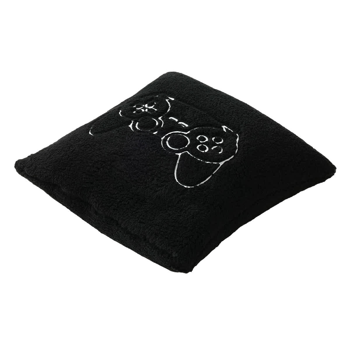 Black Sherpa Game Controller Throw Pillow, 18"