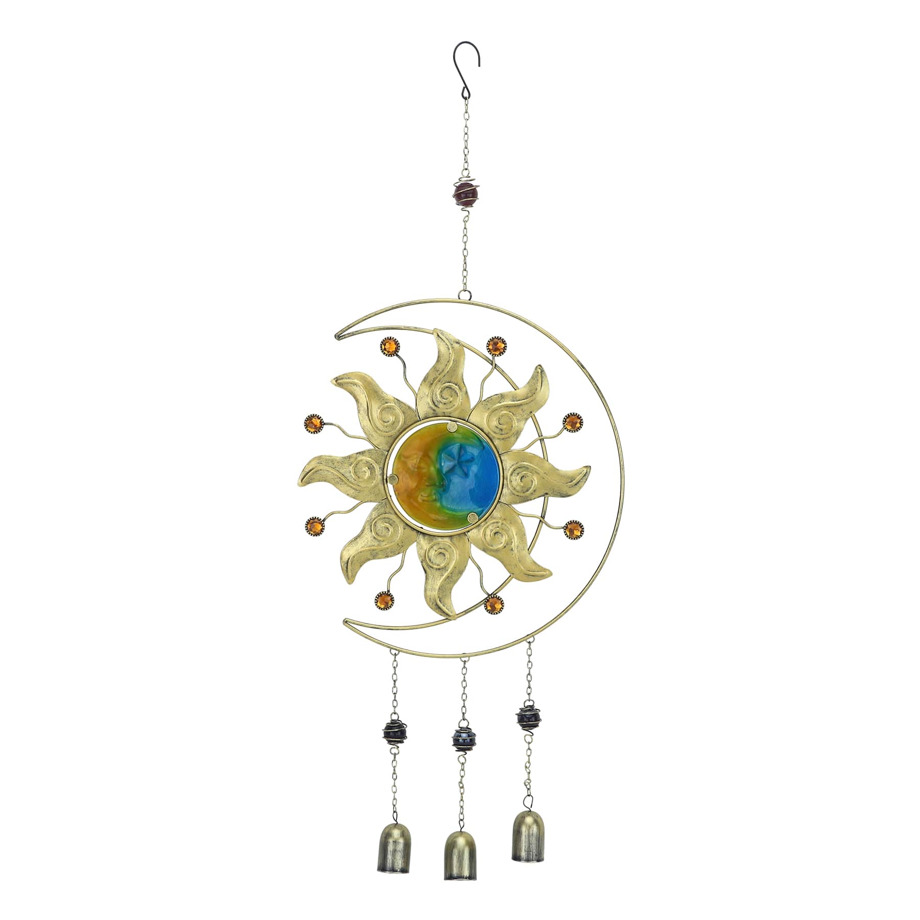 Glass Sun Metal Wind Chime, 31"