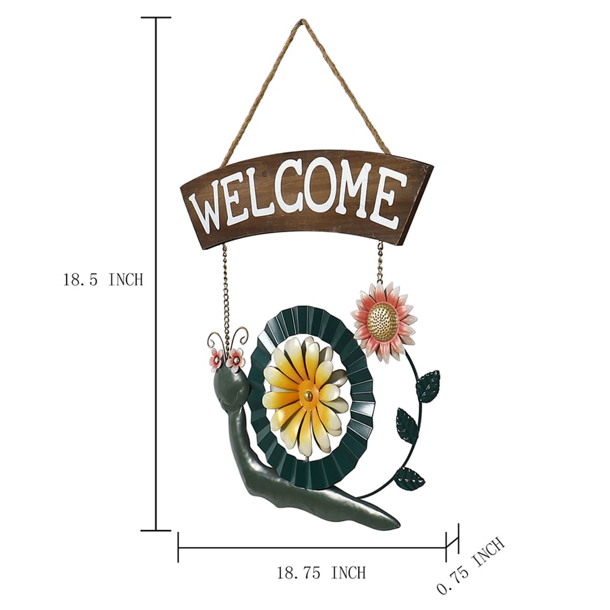 Honeybloom Metal Snail Welcome Wall Sign, 18"
