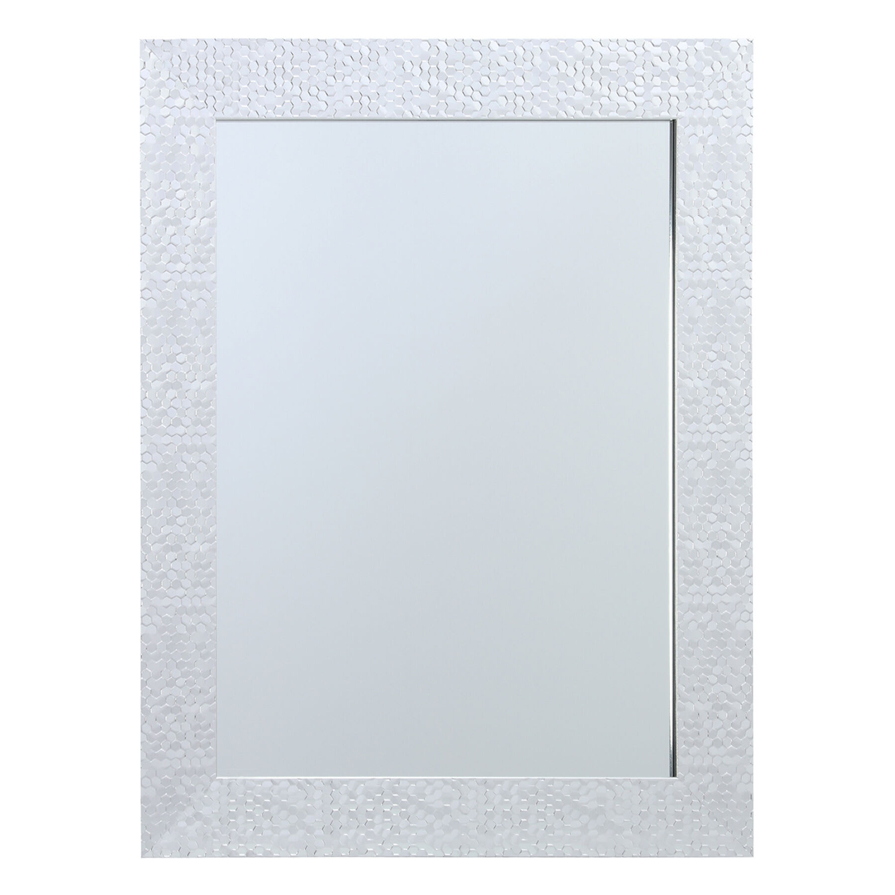 Silver Hexagon Textured Framed Rectangle Wall Mirror, 22x28