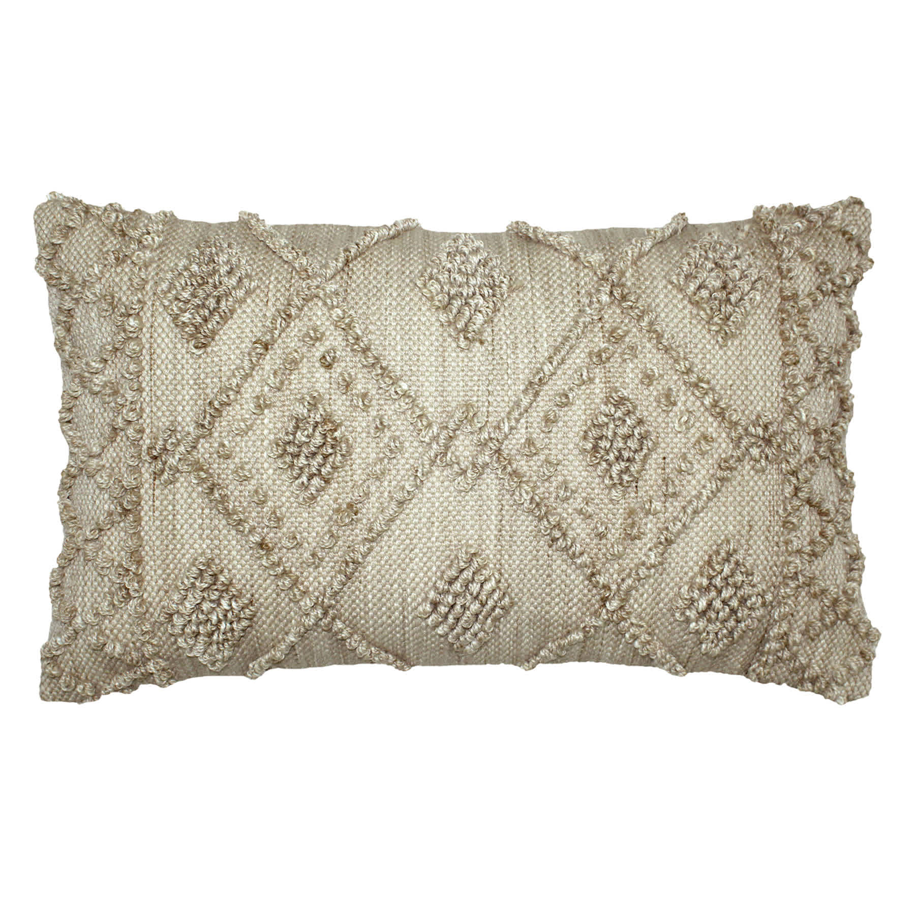 Tracey Boyd Tan Chunky Diamond Lumbar Outdoor Throw Pillow, 14x24