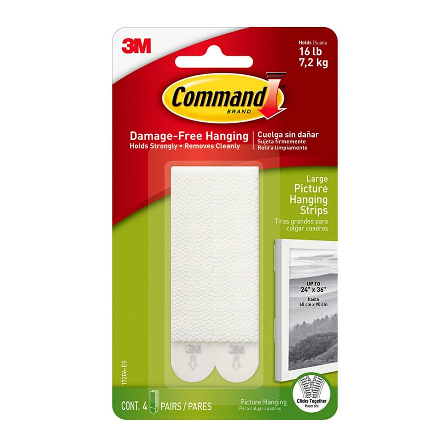 Command? Large Picture Hanging Strips, 4-Sets of Strips/Pack, White