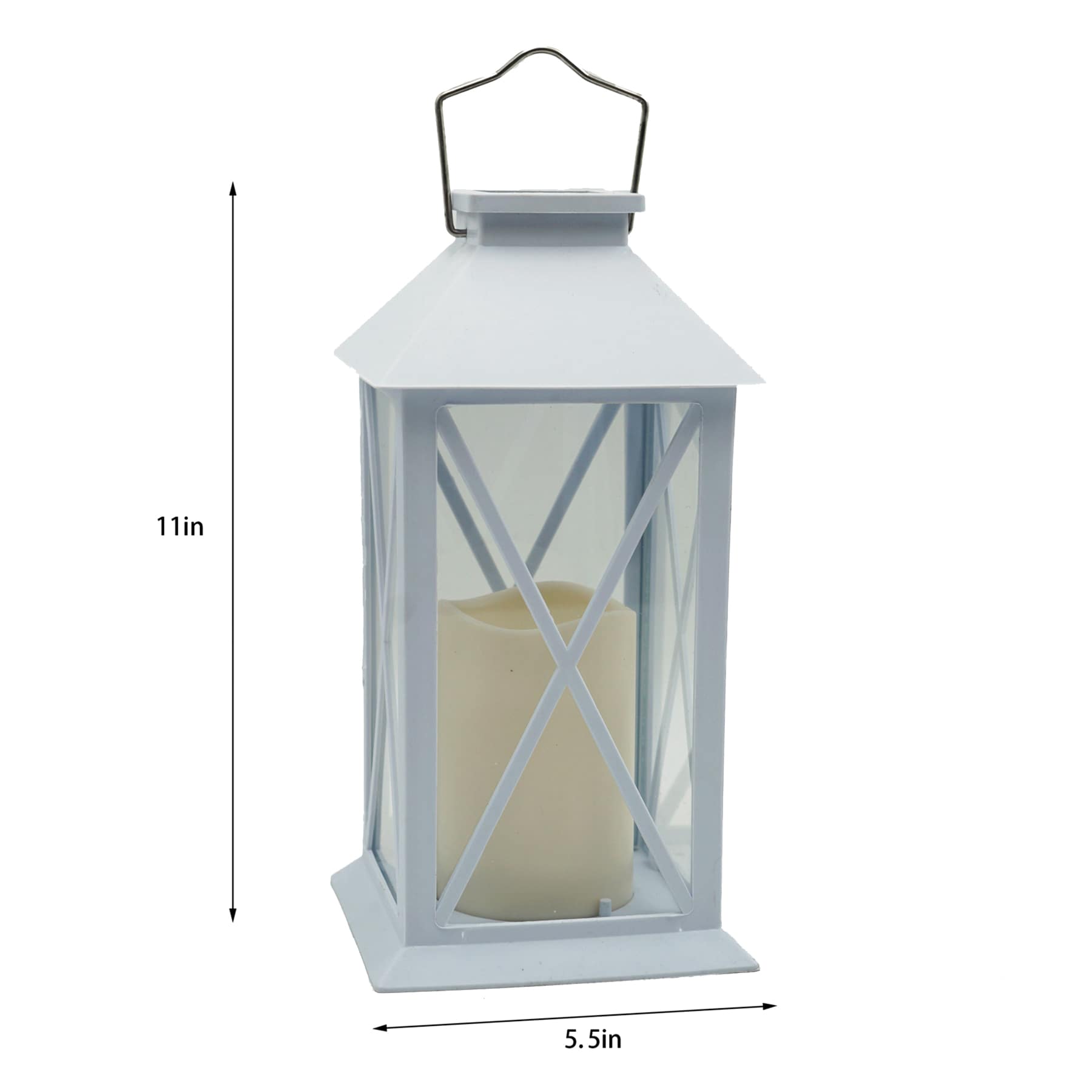 White Outdoor Solar Lantern, 11"