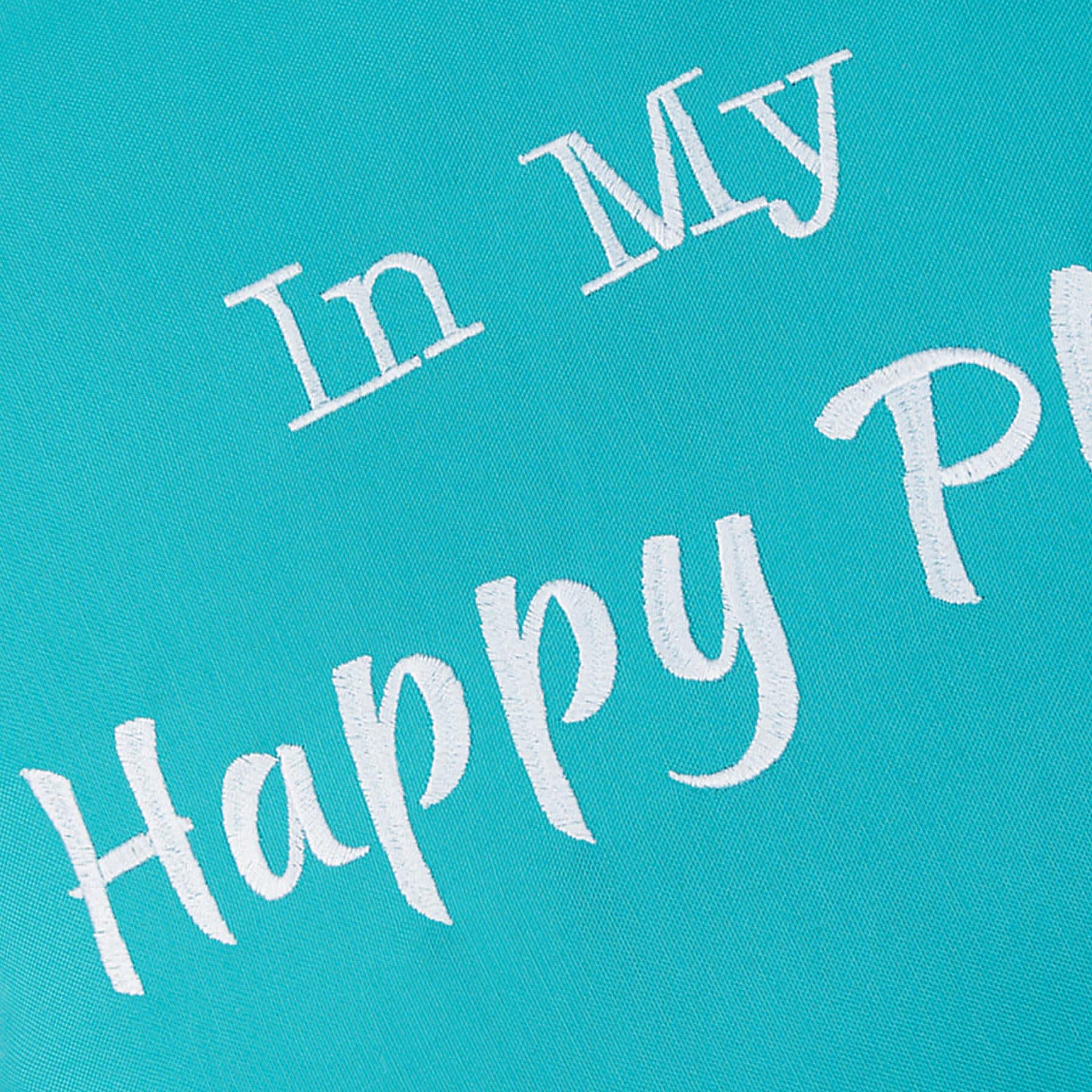 In My Happy Place Turquoise Square Outdoor Throw Pillow, 18"