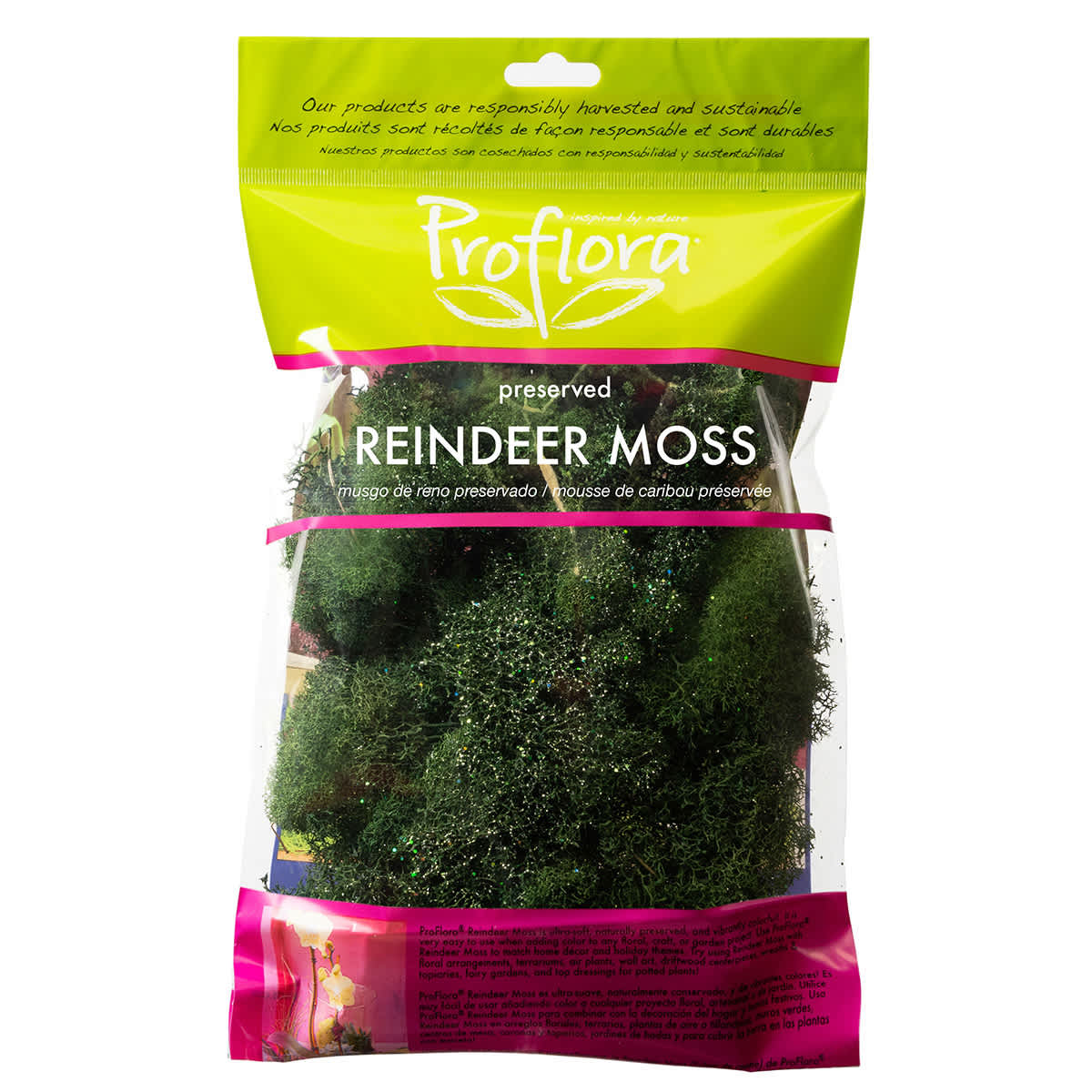 Glittered Forest Green Reindeer Moss