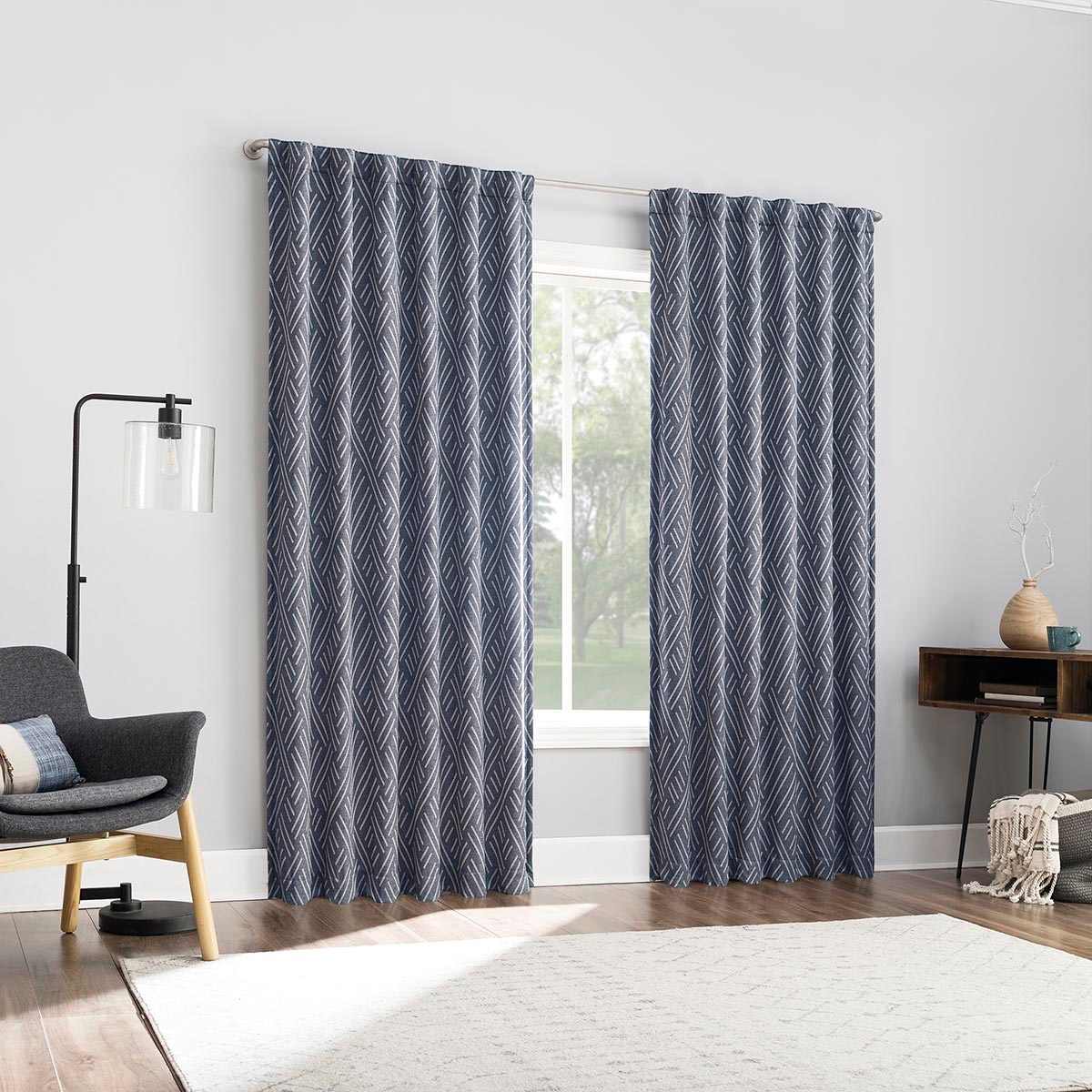 Arvid Indigo Blackout Curtain Panel, 84"