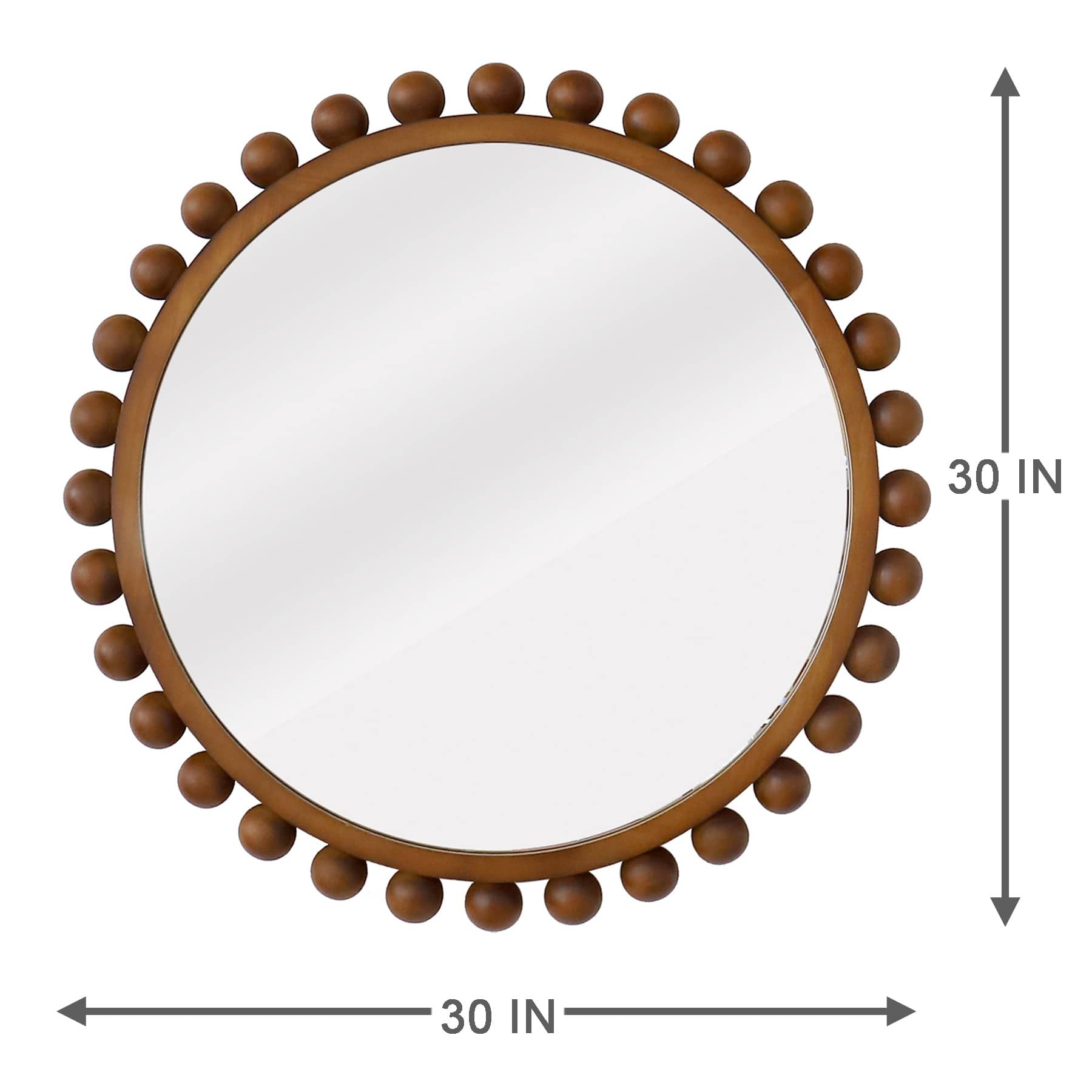 Wood Beaded Wall Mirror, 30"