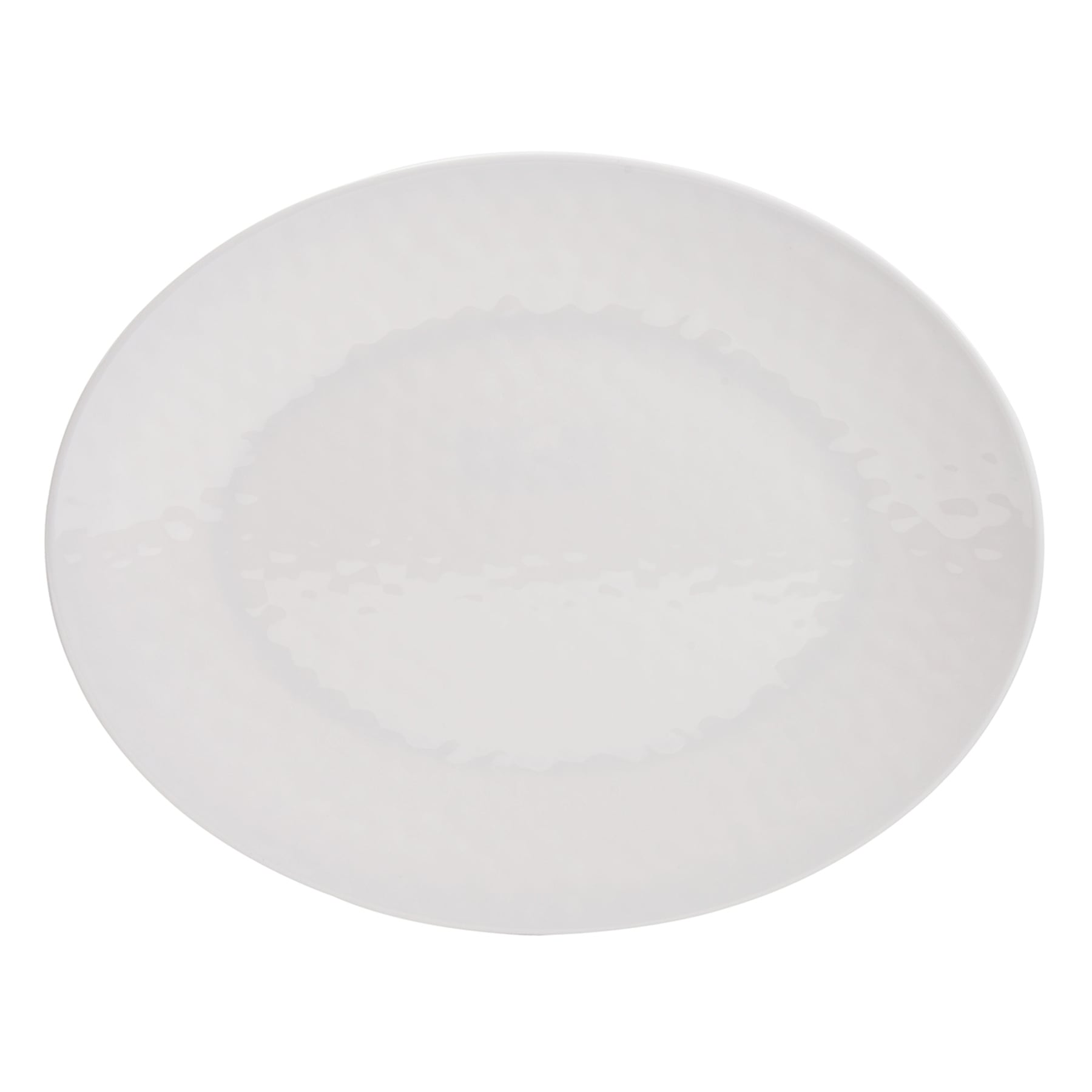 Embossed Melamine Oval Serving Tray, White