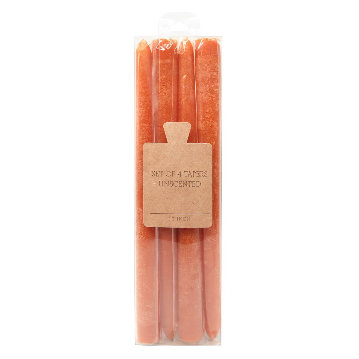 4-Piece Orange Unscented Taper Candles, 10"