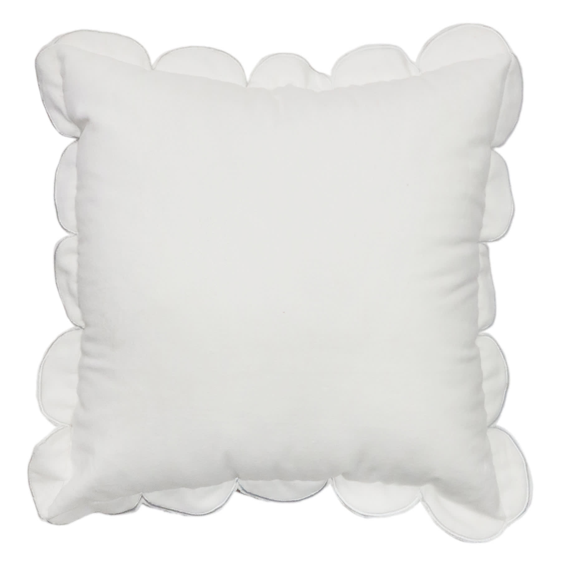 Providence White Scalloped Velvet Throw Pillow, 18"