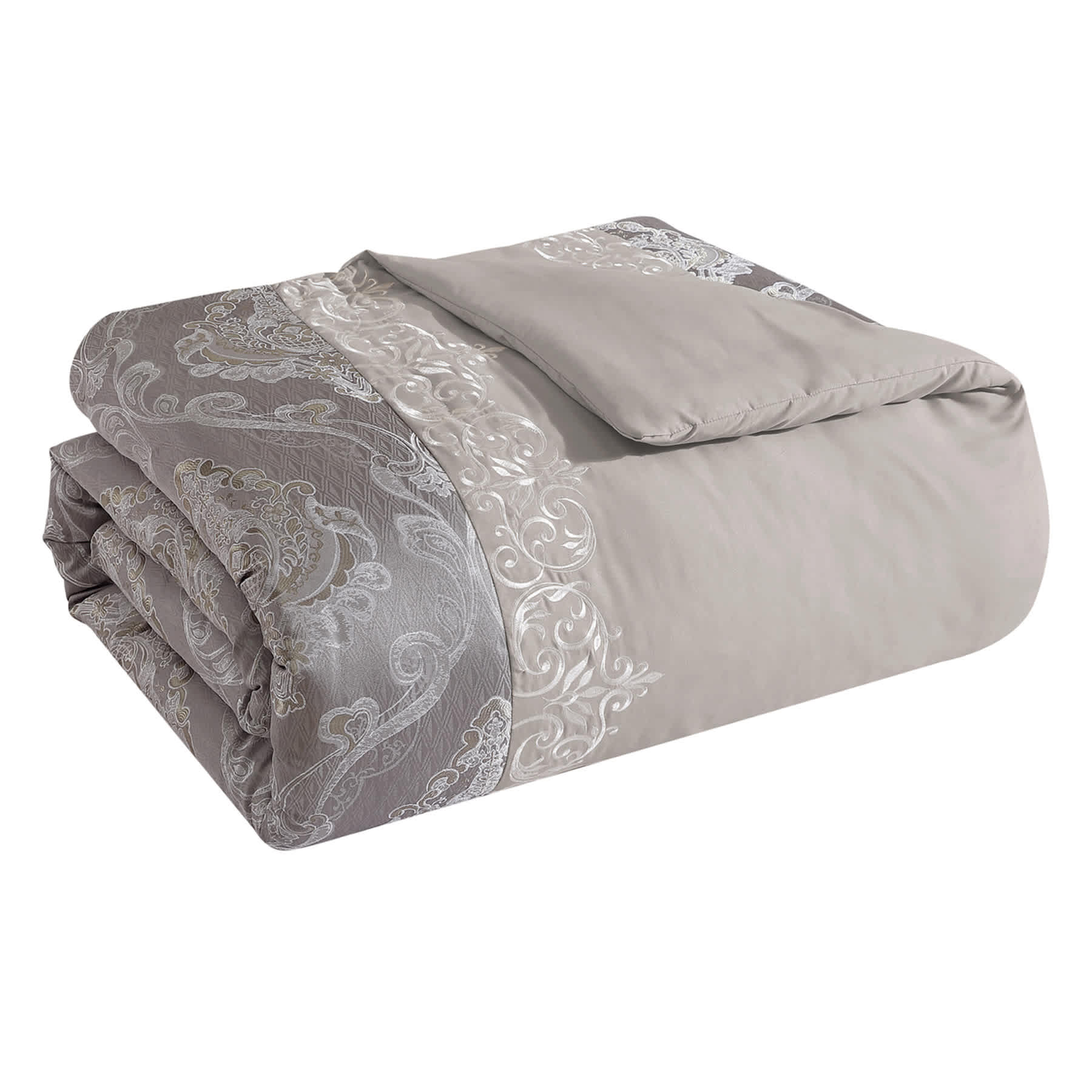 7-Piece Kinsley Grey Comforter Set, Full/Queen
