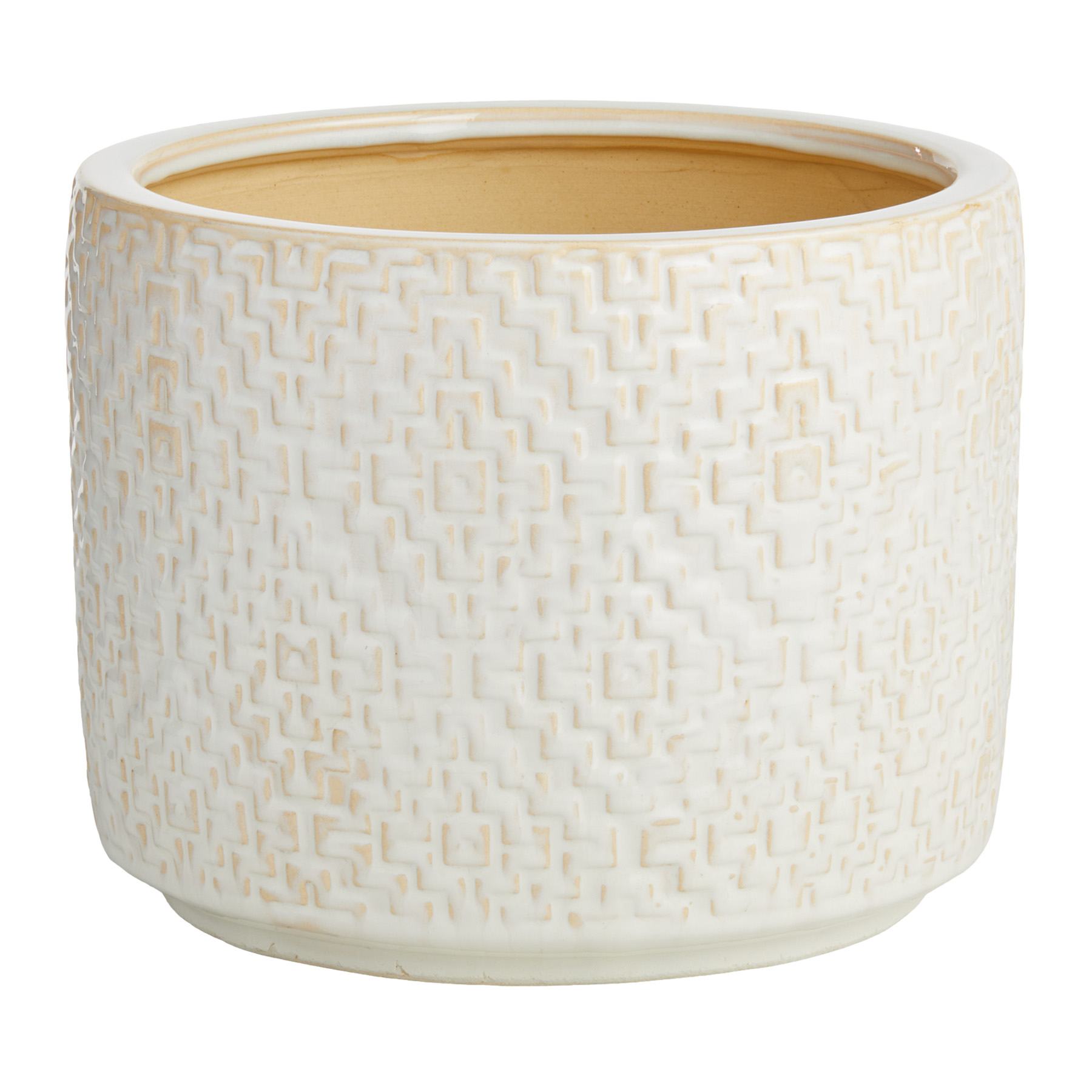 Found & Fable Indoor White Reactive Glaze Geo Planter, Large