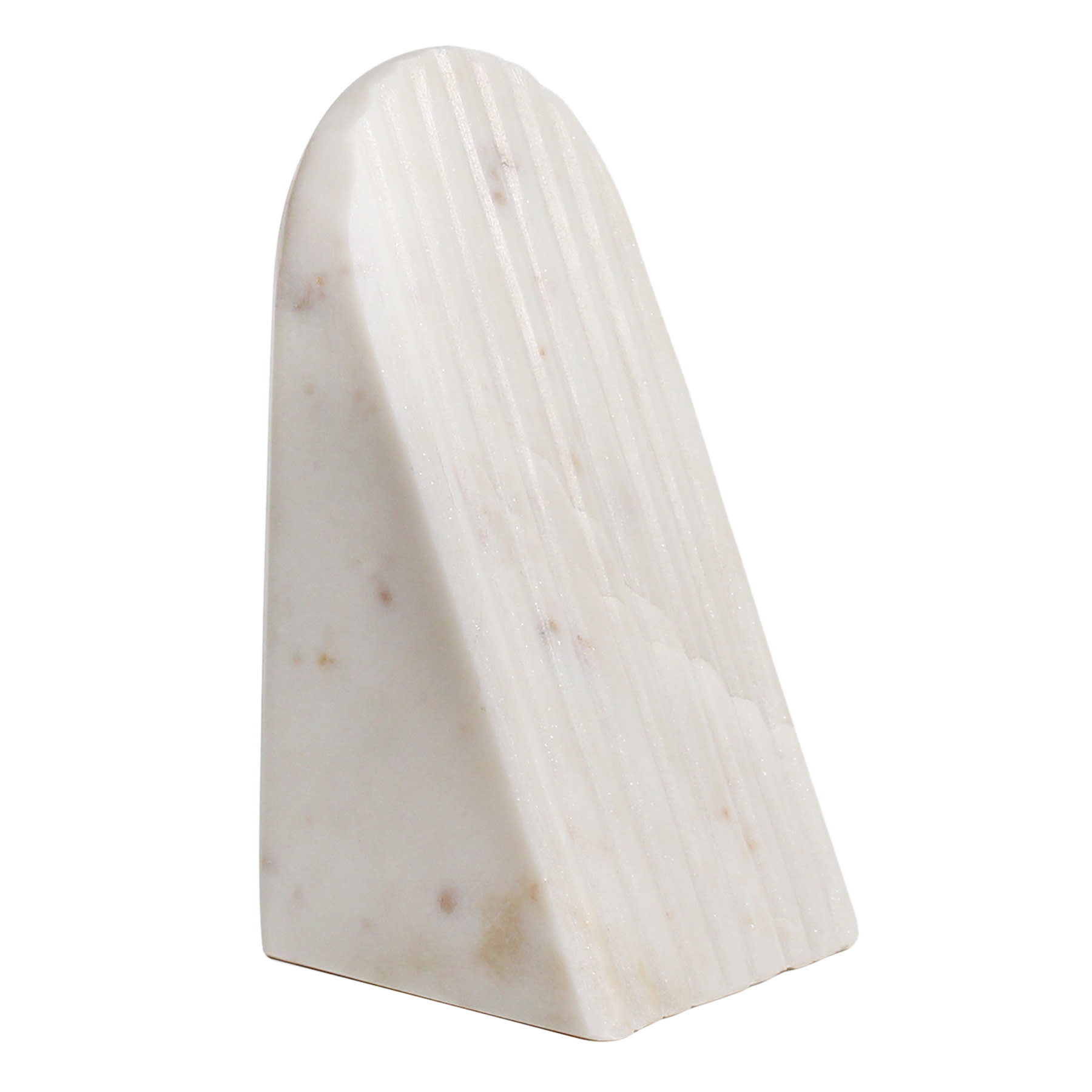 1-Piece White Slanted Marble Bookend, 6"