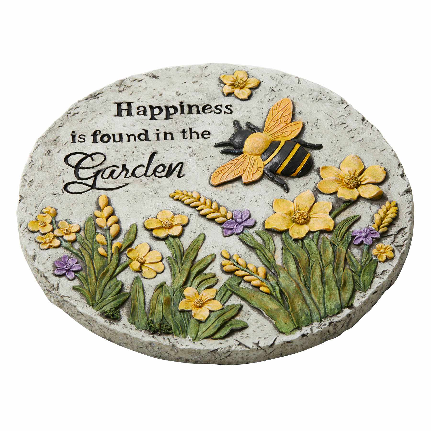 Bee Flower Outdoor Stepping Stone, 10"