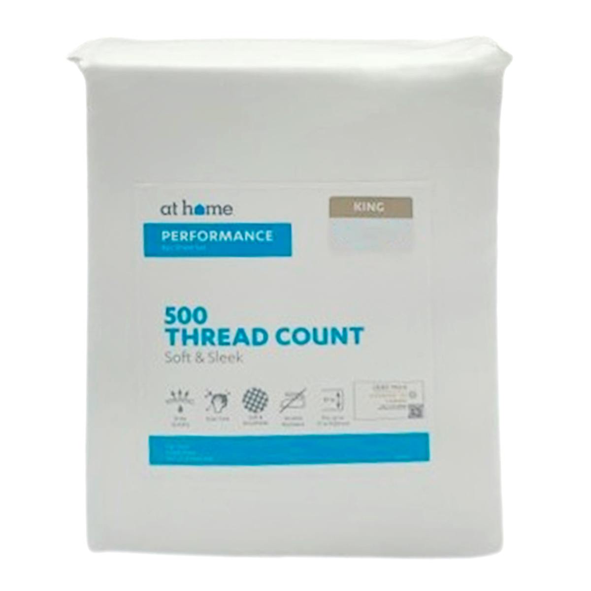 4-Piece White 500 Thread Count Cotton Blend Sheet Set, King