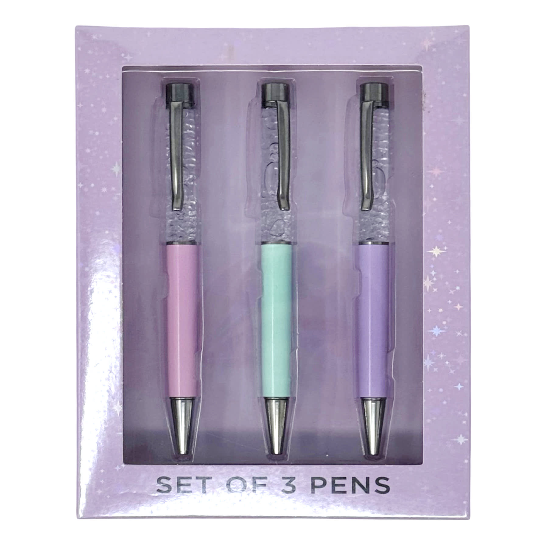 Set 3 Pens Purple Sparkles