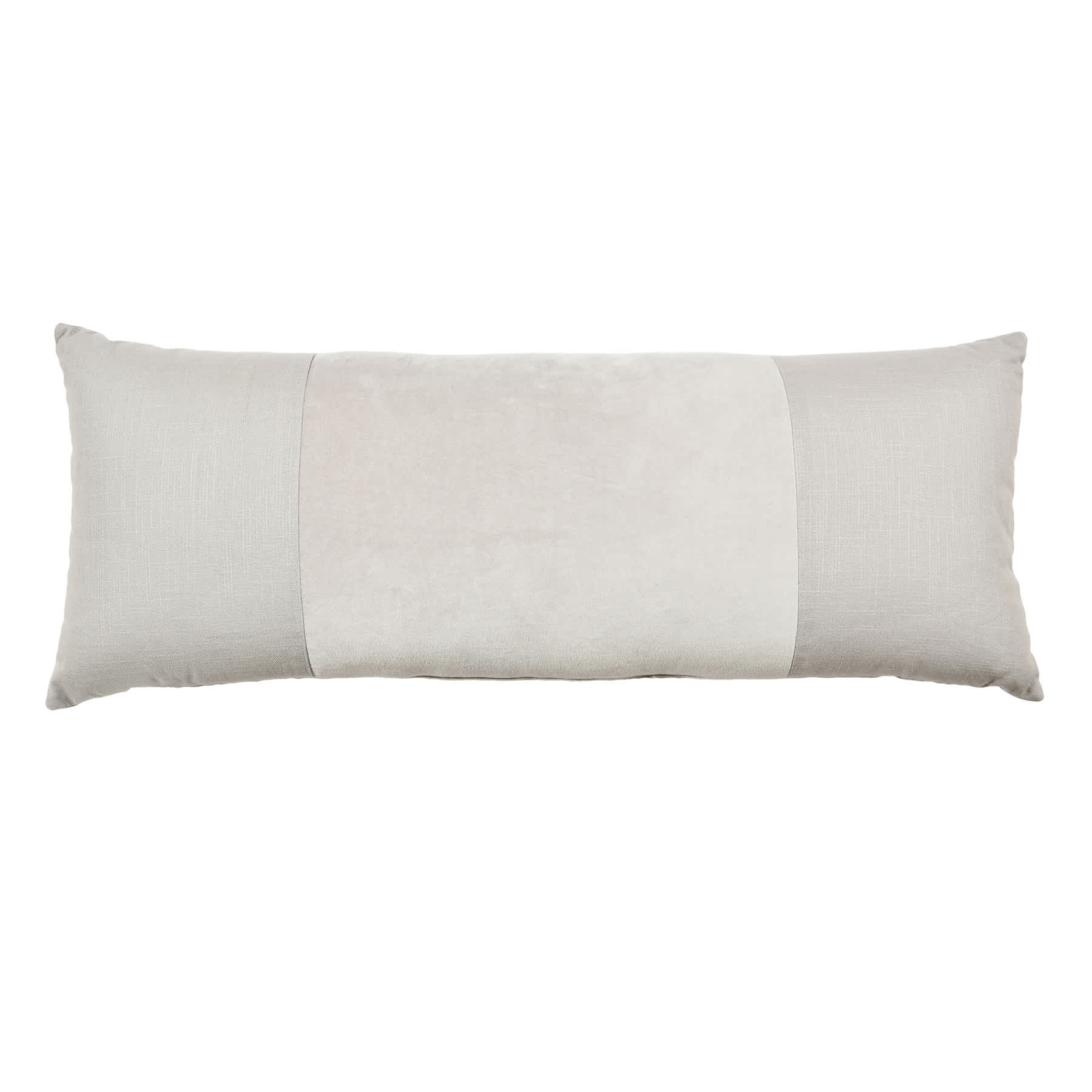 Crosby St. Grey Cotton Slub & Velvet Throw Pillow, 14x36