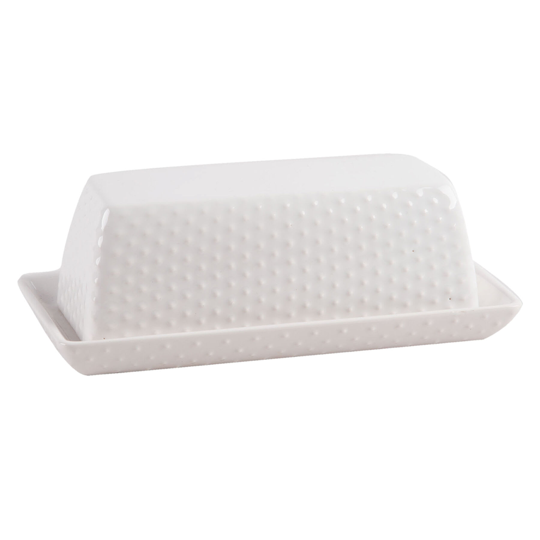 7in. Dot Butter Dish White