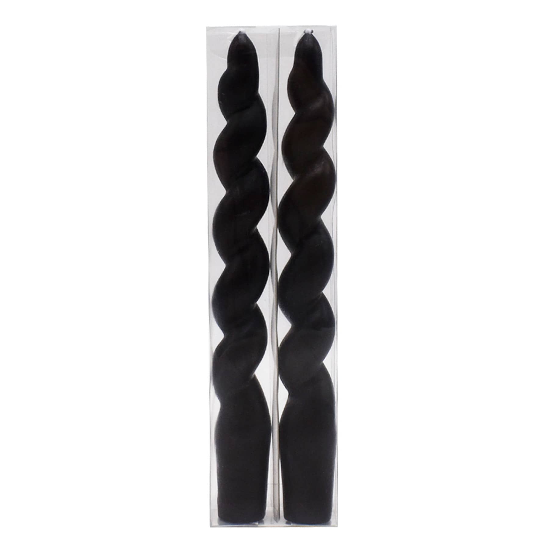 2-Pack Black Twisted Taper Candles, 8"