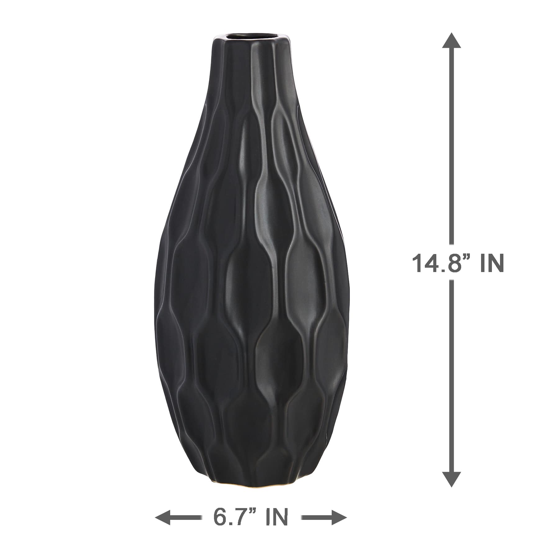 Katherine Matte Black Vase, 15"