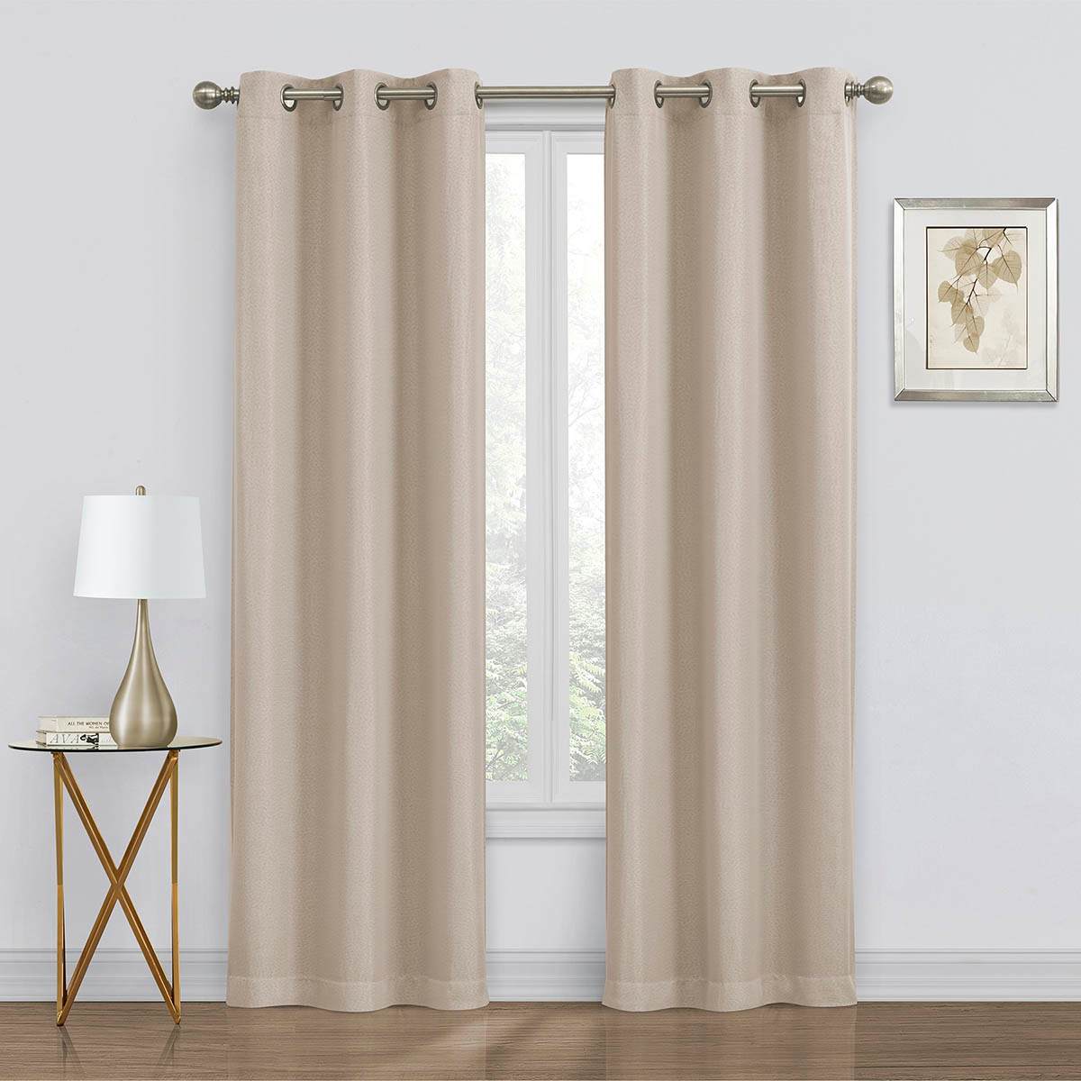 2-Pack Beige Blackout Grommet Curtain Panels, 84"