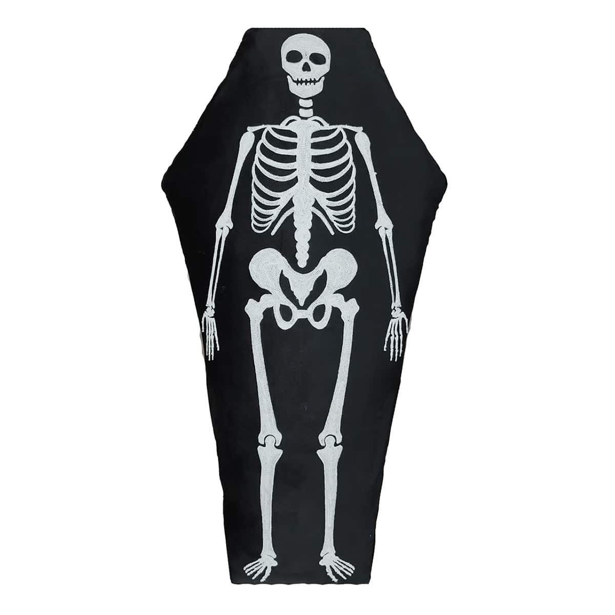 Oversized Skeleton Coffin Throw Pillow, 36x18