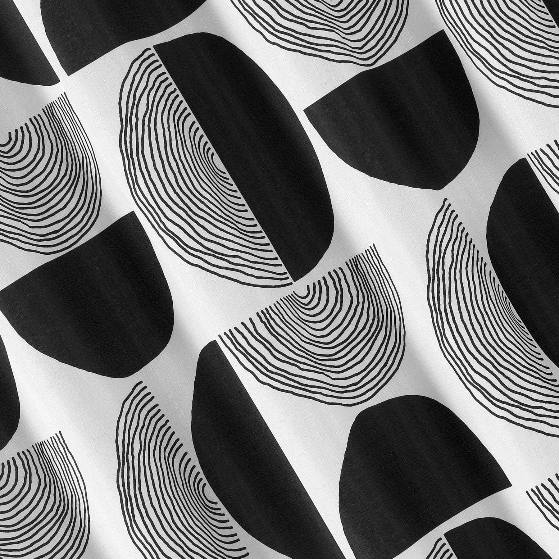 13-Piece Black & Grey Minimalist Circle Print Shower Curtain Set, 72"