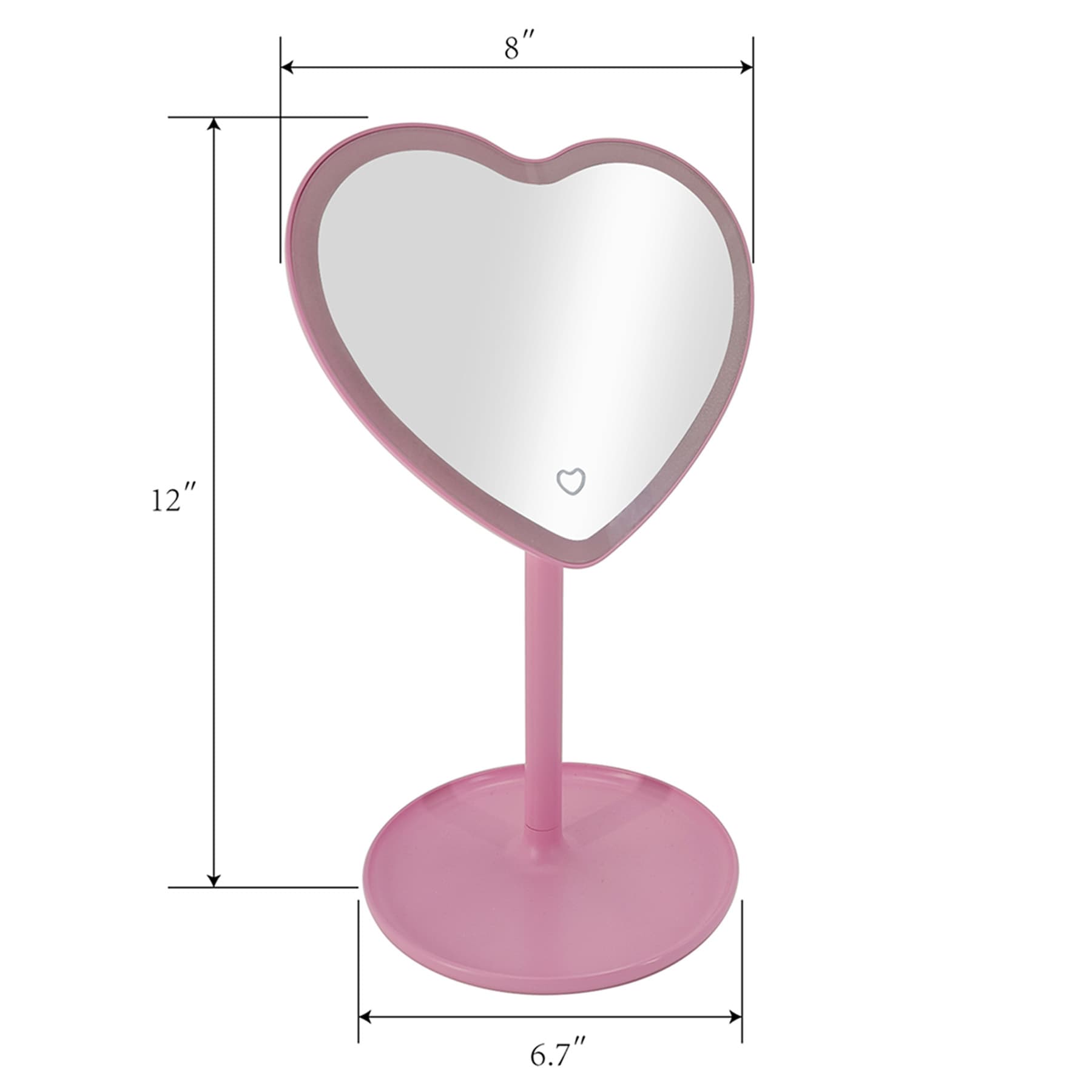 Pink Heart LED Mirror with USB