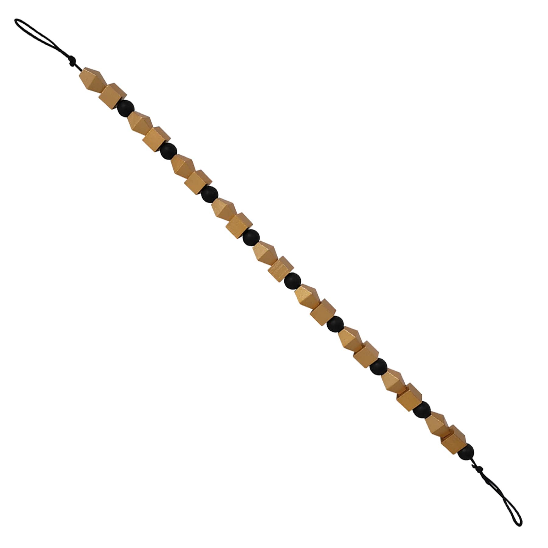 Black & Natural Wooden Bead Garland, 32"