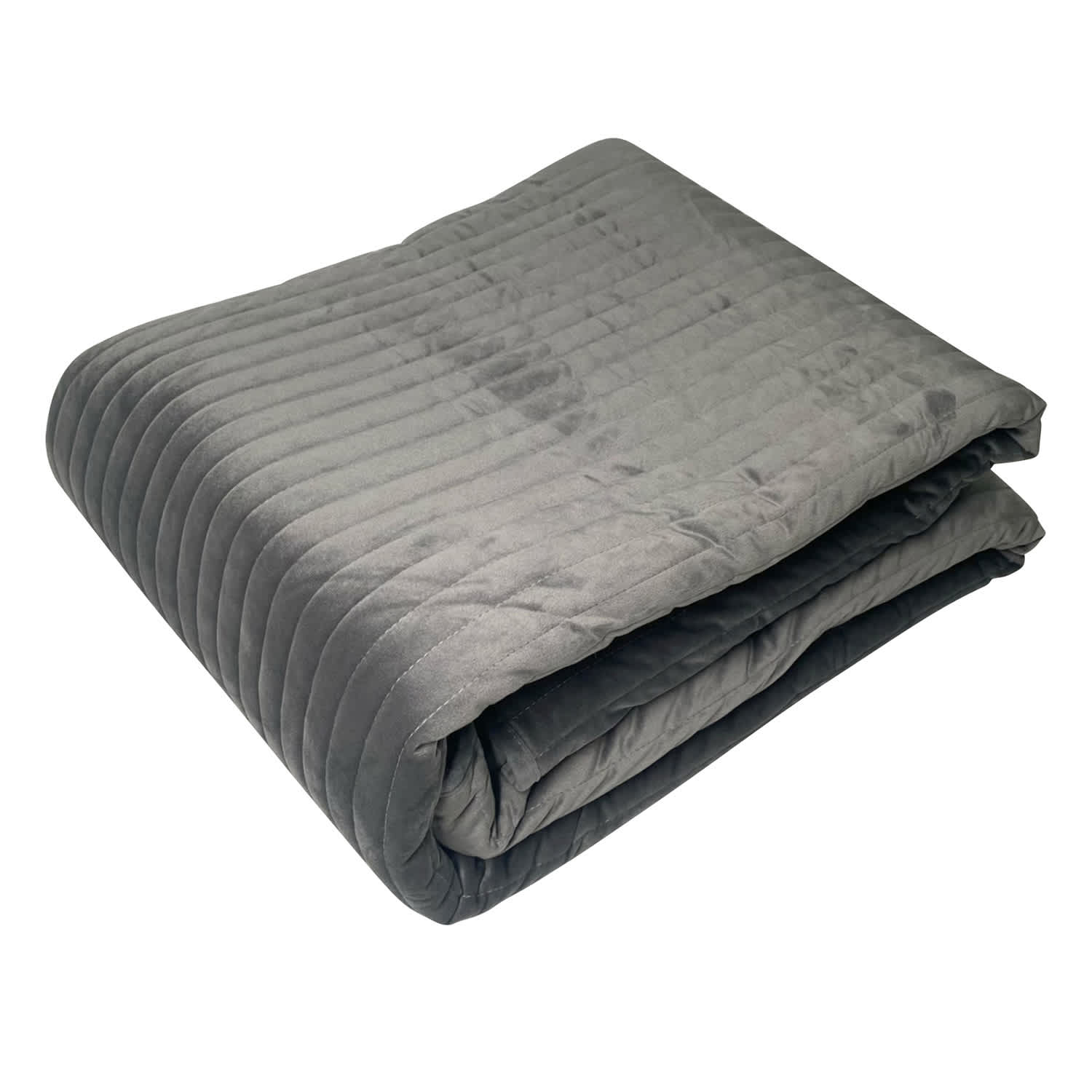 Honeybloom 3-Piece Dark Grey Velvet Quilt Set, Full/Queen