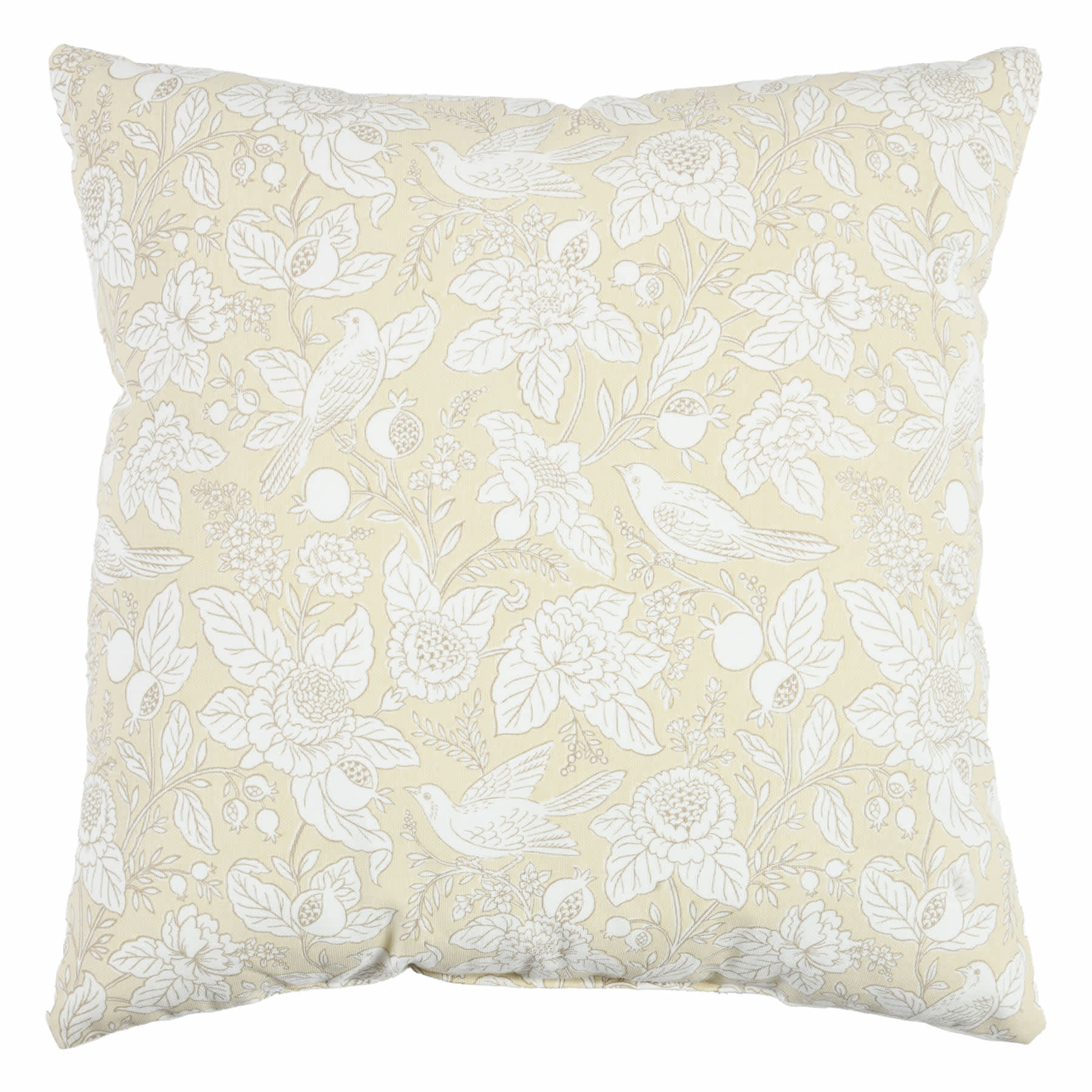 Providence Cream Songbird Floral Print Throw Pillow, 18"