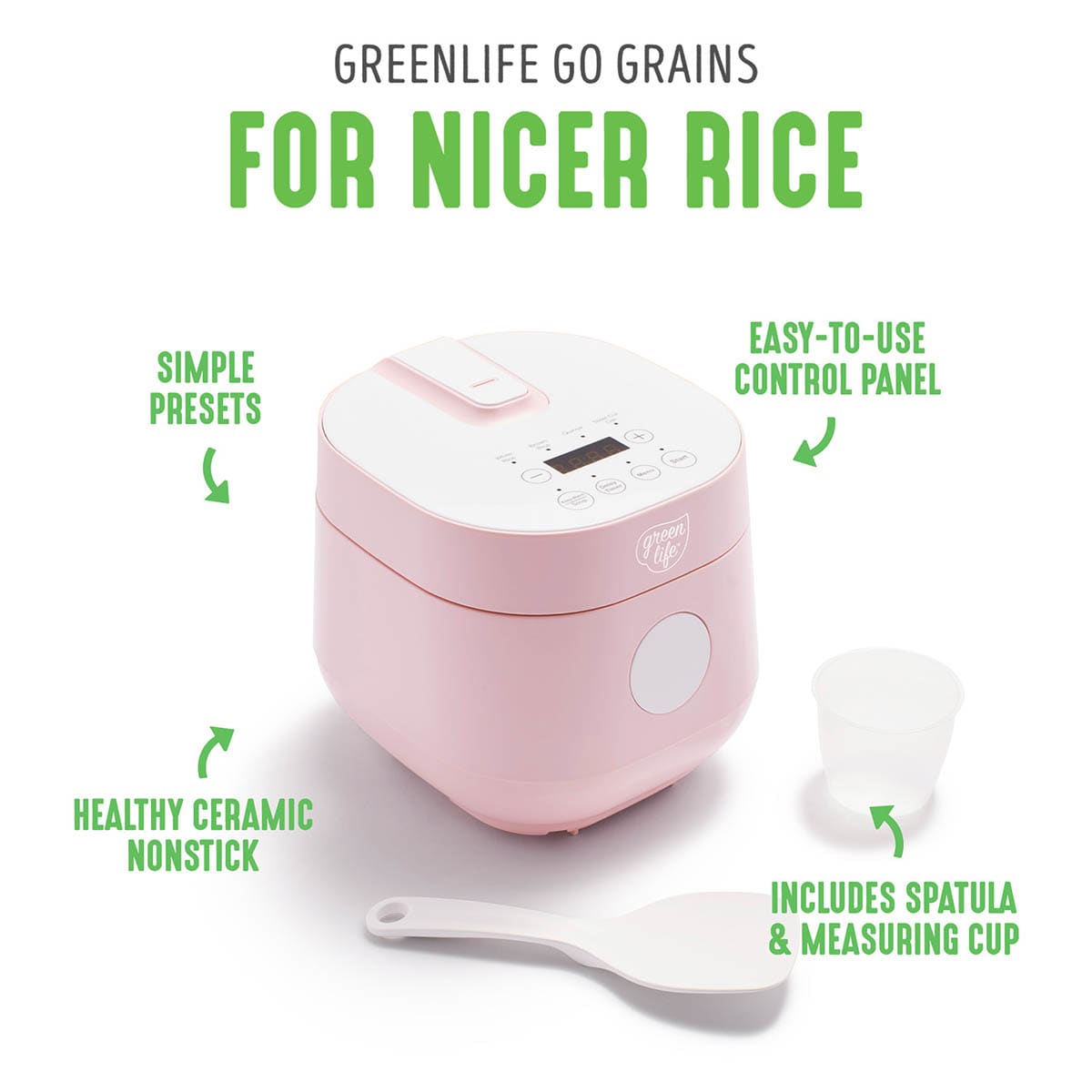 GreenLife Rice Cooker, Pink
