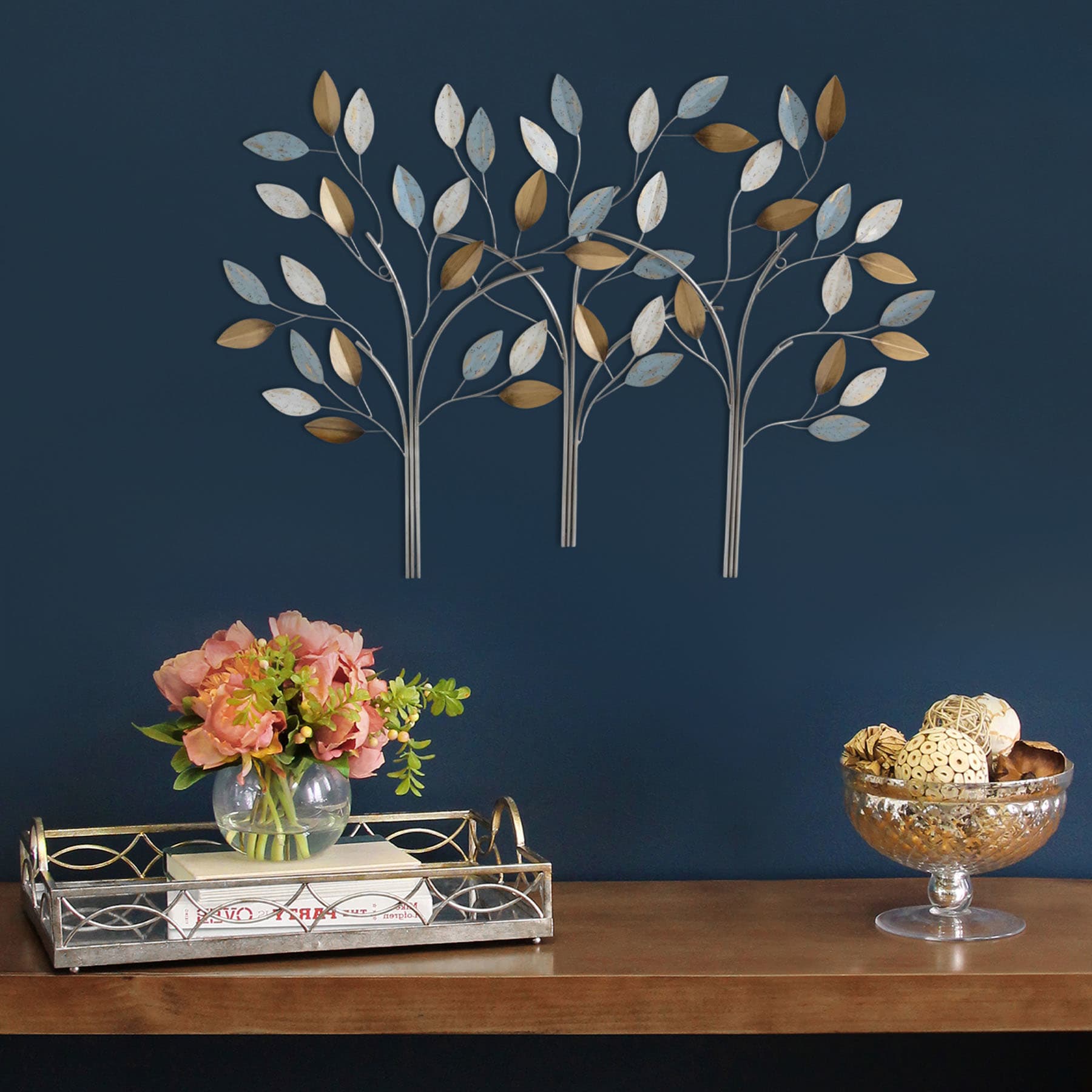 Three Stem Metal Tree Wall Art, 40x28