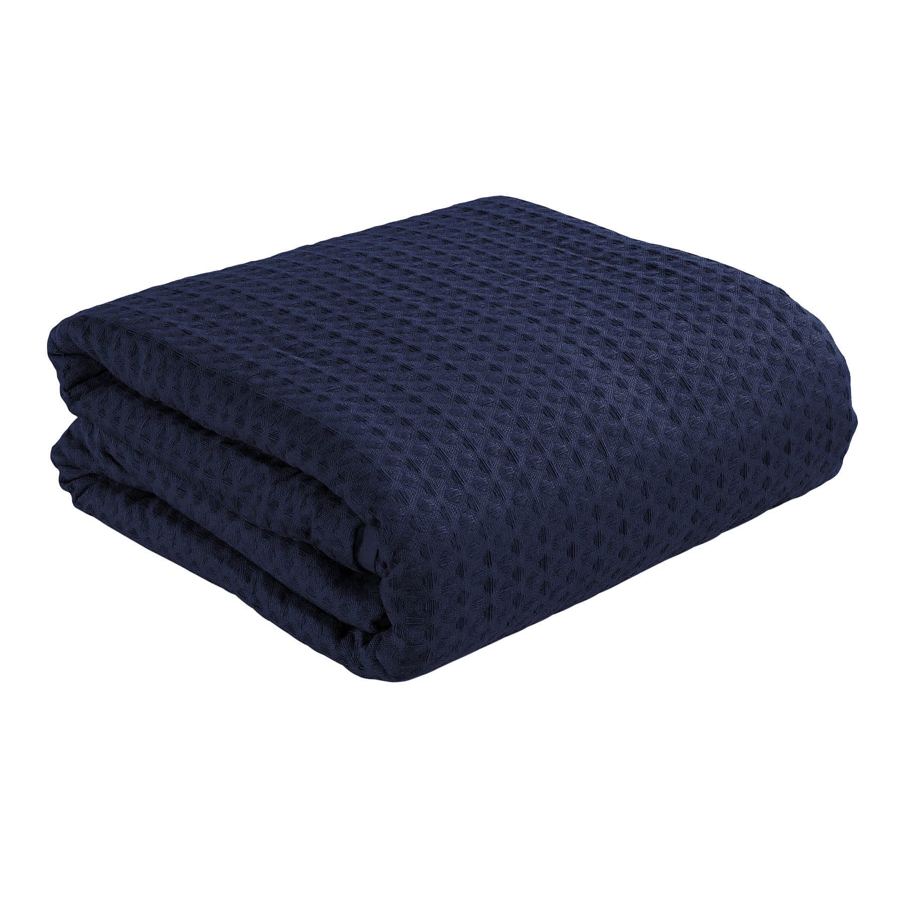 Crosby St. 3-Piece Navy Blue Washed Cotton Waffle Comforter Set, Full/Queen