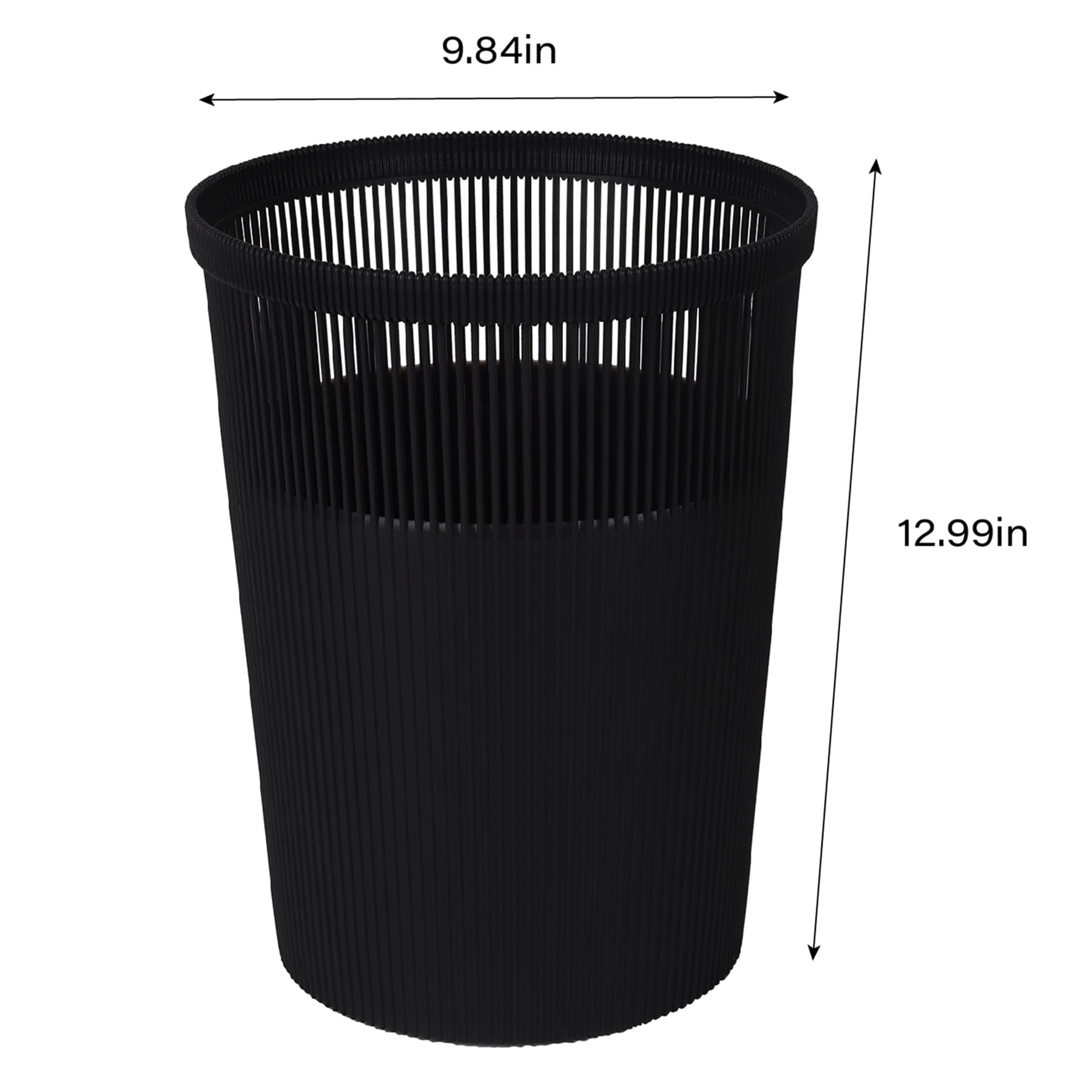 Black Textured Striped Trash Bin, 11.5l