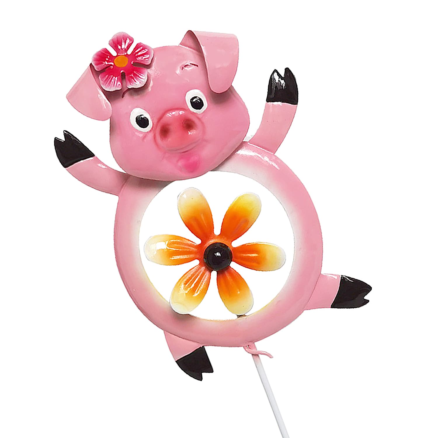 Pig with Windmill Yard Pick, 21"