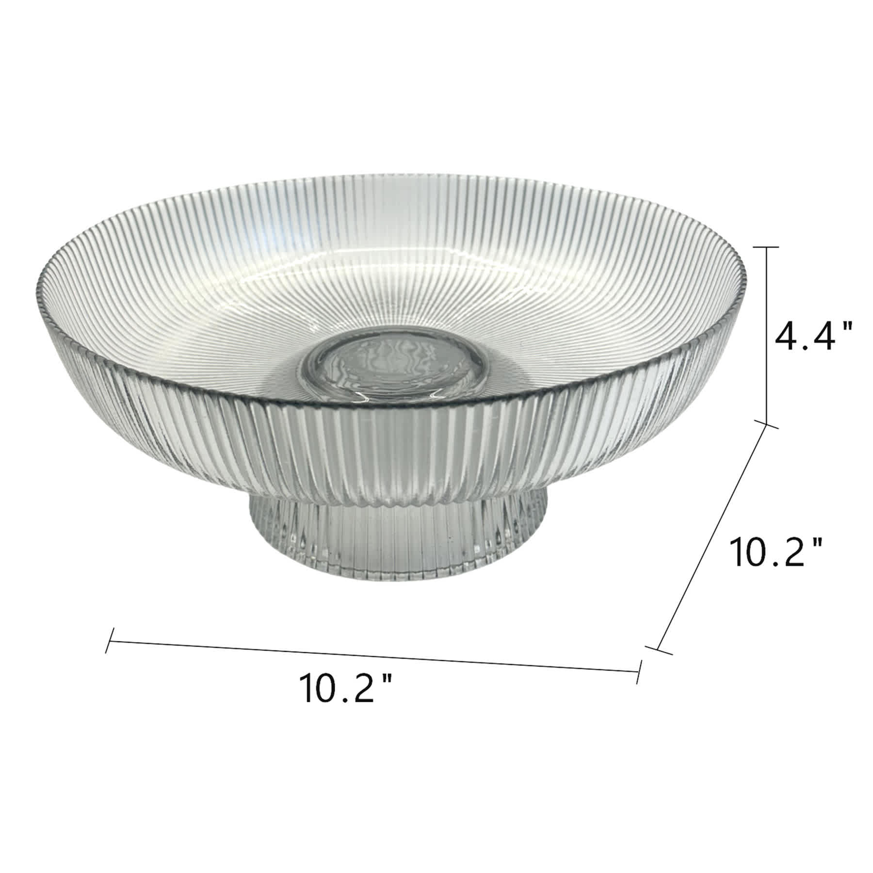 Grey Ribbed Glass Footed Bowl, 10x4.3
