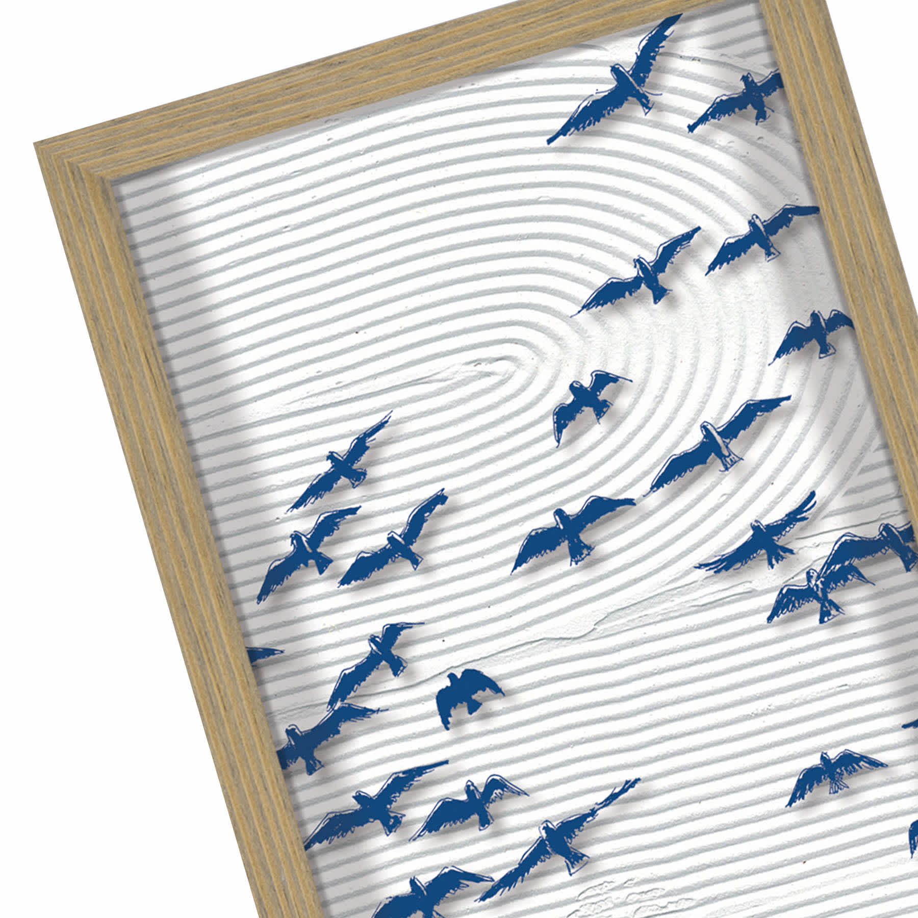 Honeybloom Glass Framed Flock of Birds Print with Silkscreen Wall Art, 12x24