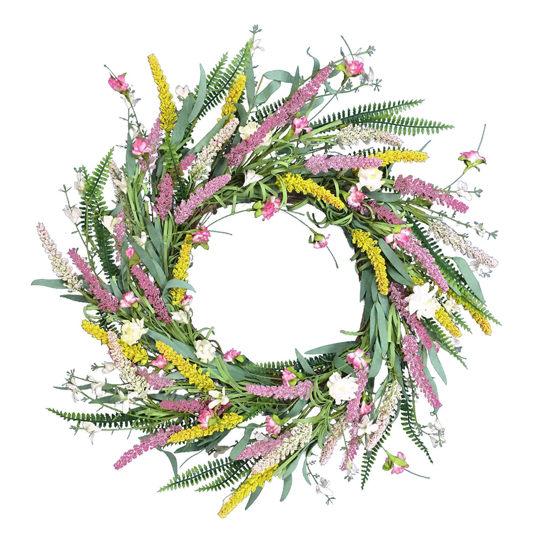 Pink Heather & Berry Floral Wreath, 24"