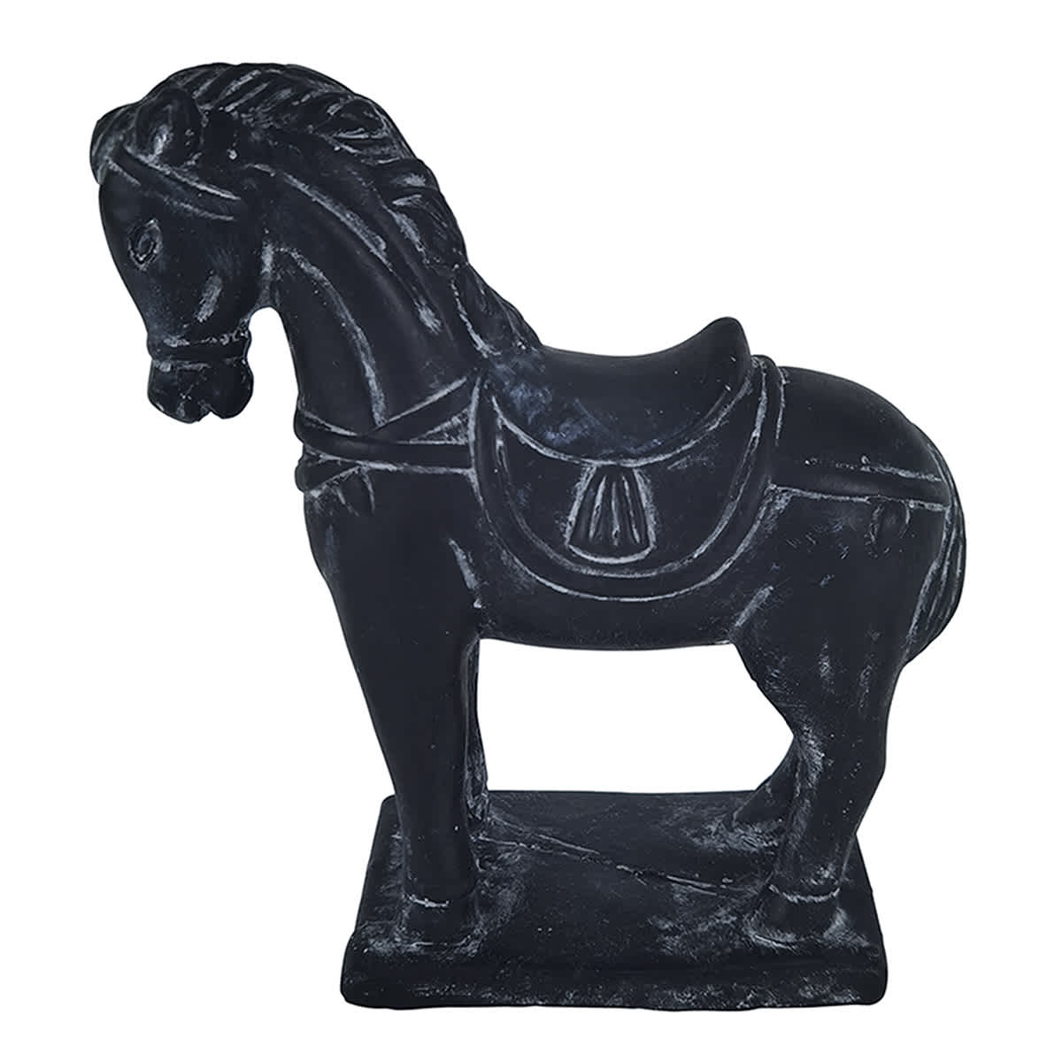Black Ceramic Horse on Stand, 8.75"